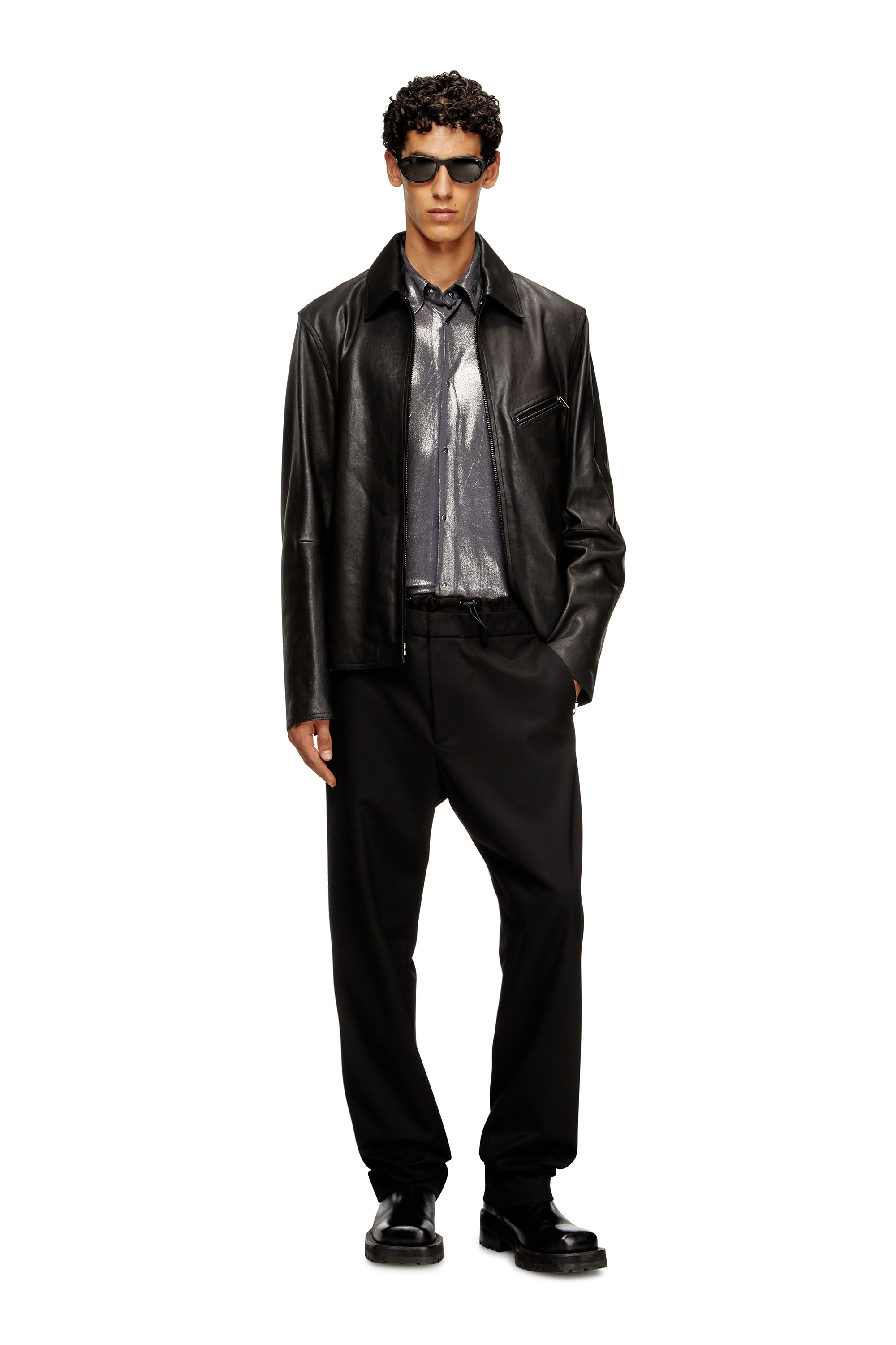 Diesel - P-OWERS, Pantalones de mezcla de lana con cinturilla elástica Hombre in Negro - 1