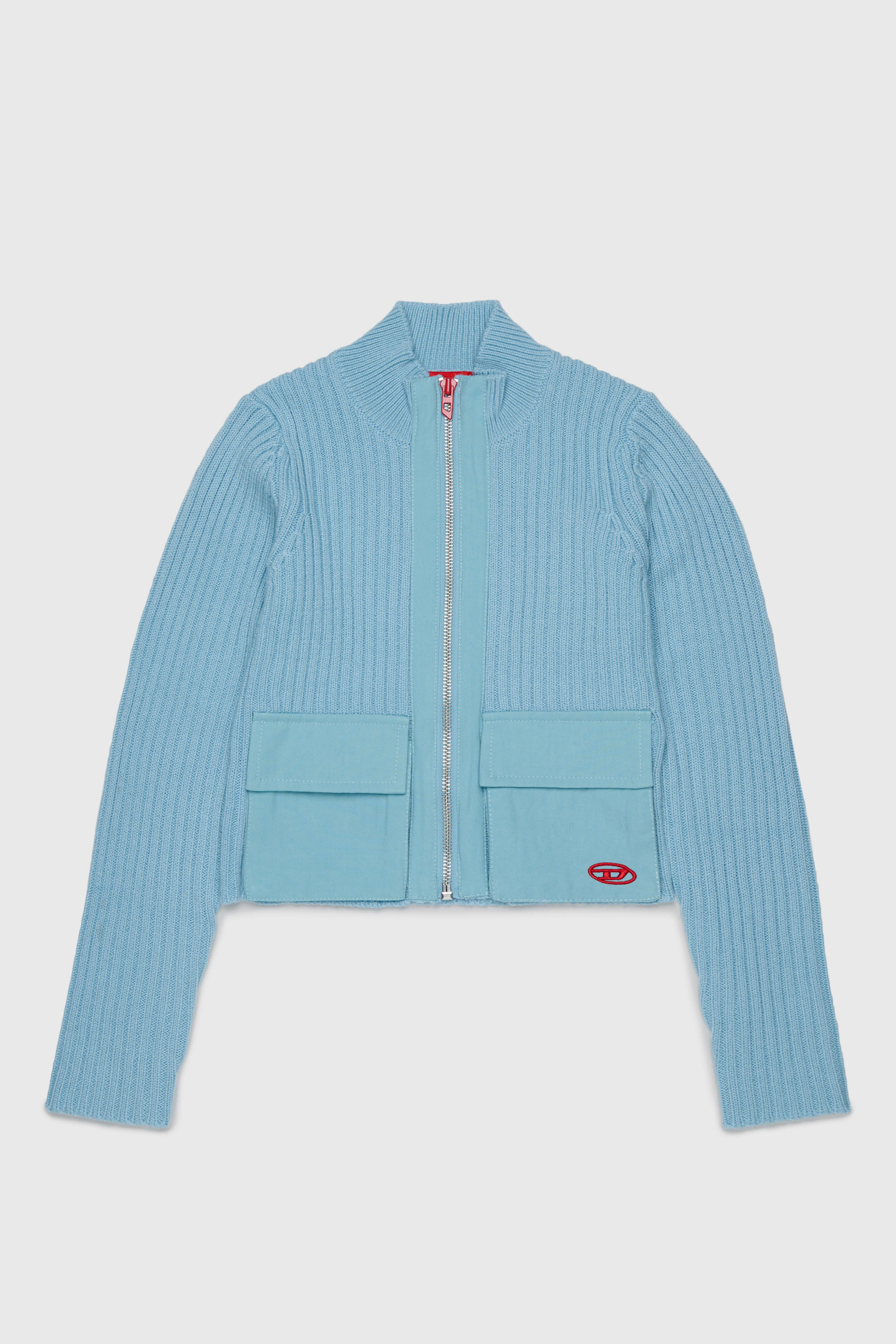 Diesel - KAMMY, C&aacute;rdigan con cremallera de mezcla de lana con bolsillos Mujer in Azul marino - 1
