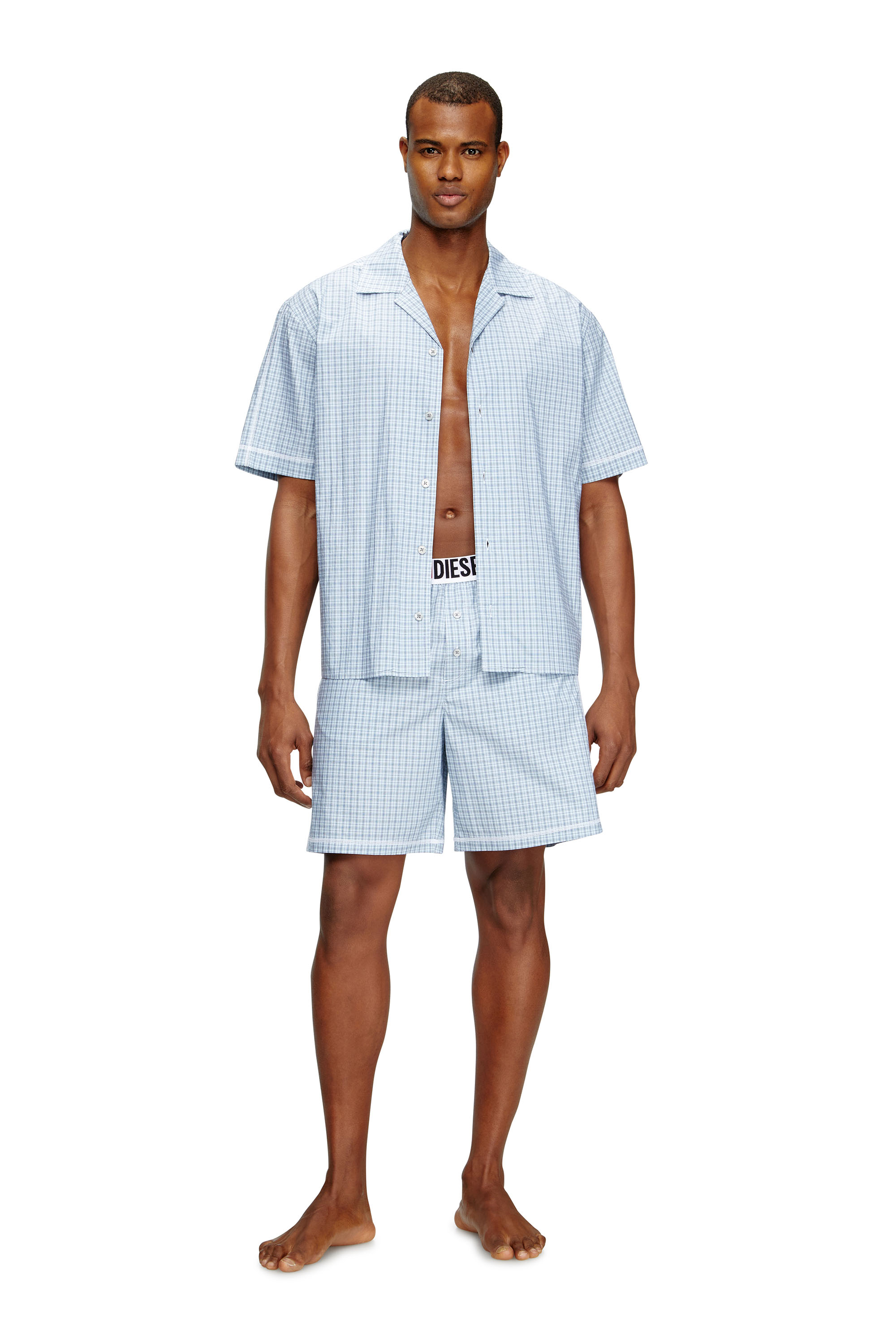 Diesel - SET-RAFAEL-D-CORE, Pijama corto de algodón a cuadros Hombre in Azul marino - 1