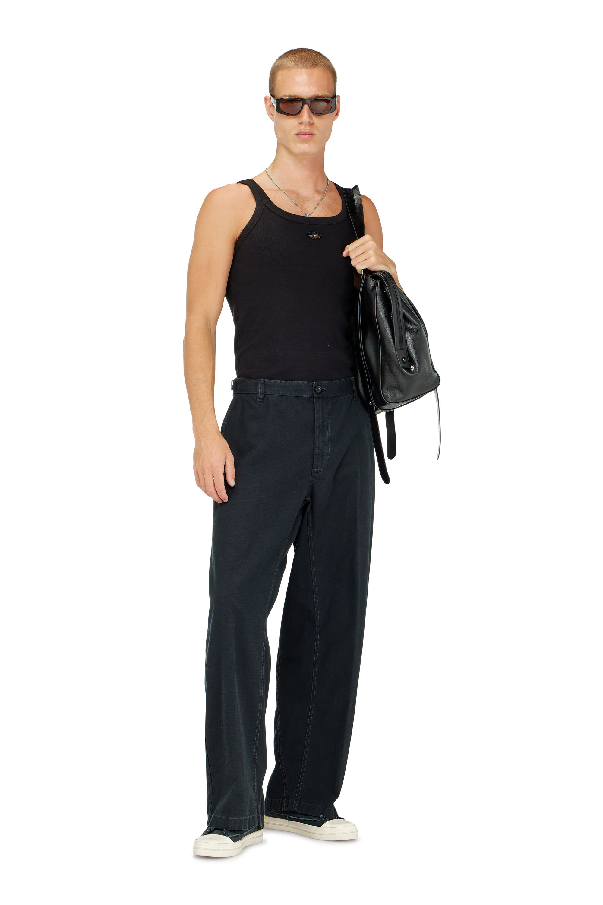 Diesel - T-WIFE-DCO, Camiseta de tirantes slim de algod&oacute;n con logo Oval D Hombre in Negro - 2