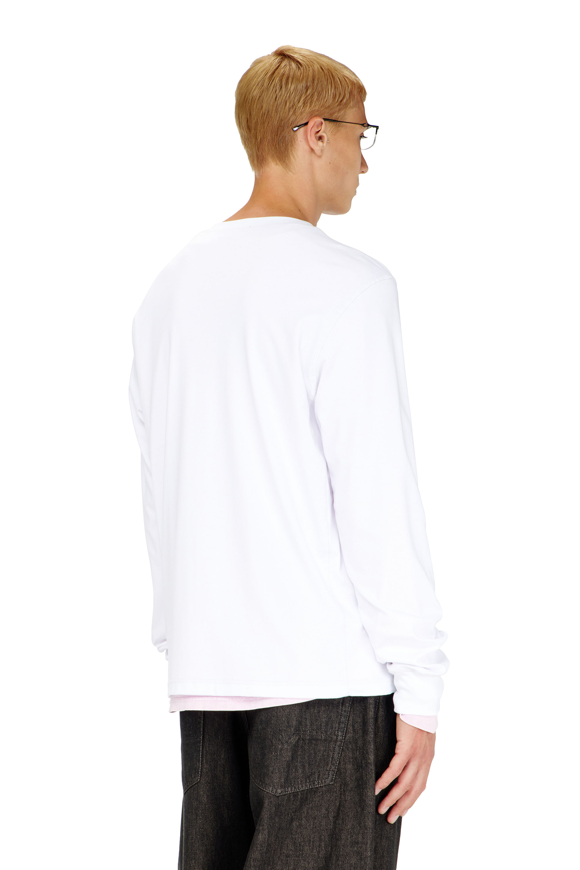 Diesel - T-MADJUST-LS-TR, Camiseta de manga larga de algod&oacute;n con Oval D Hombre in Blanco - 4
