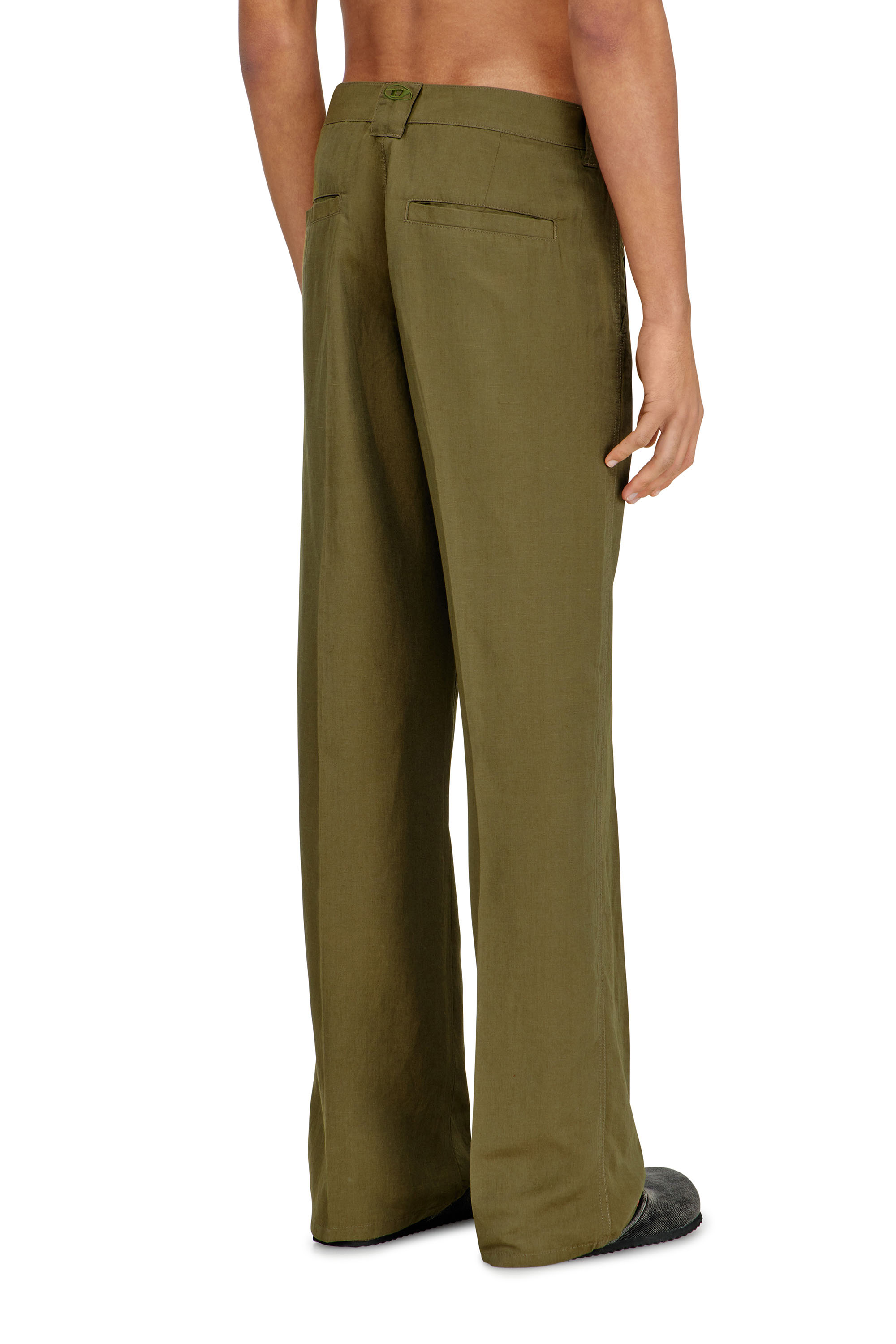 Diesel - P-HANT-CHINO-PGBS, Pantalones de mezcla de lino con pierna ancha Hombre in Verde - 4