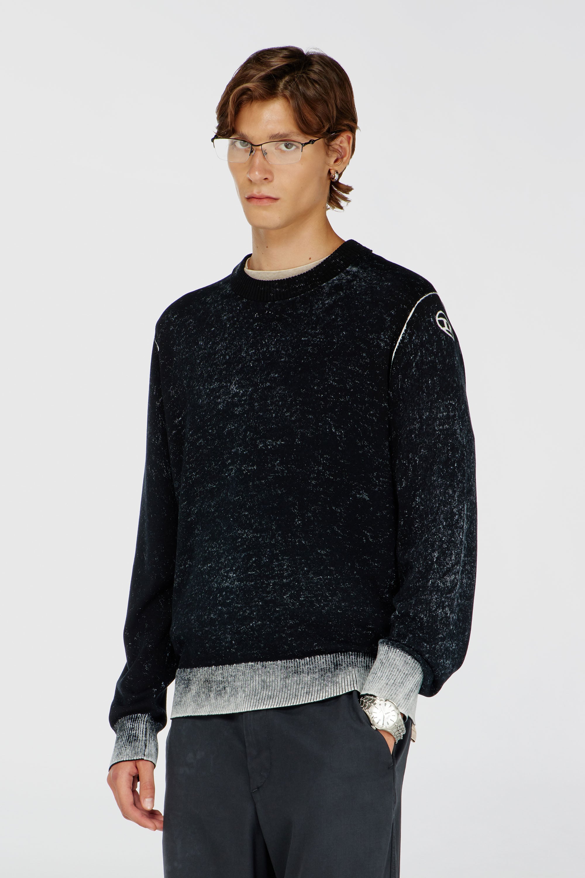 Diesel - K-LARENCE-B, Jersey de algod&oacute;n con estampado invertido Hombre in Negro - 1