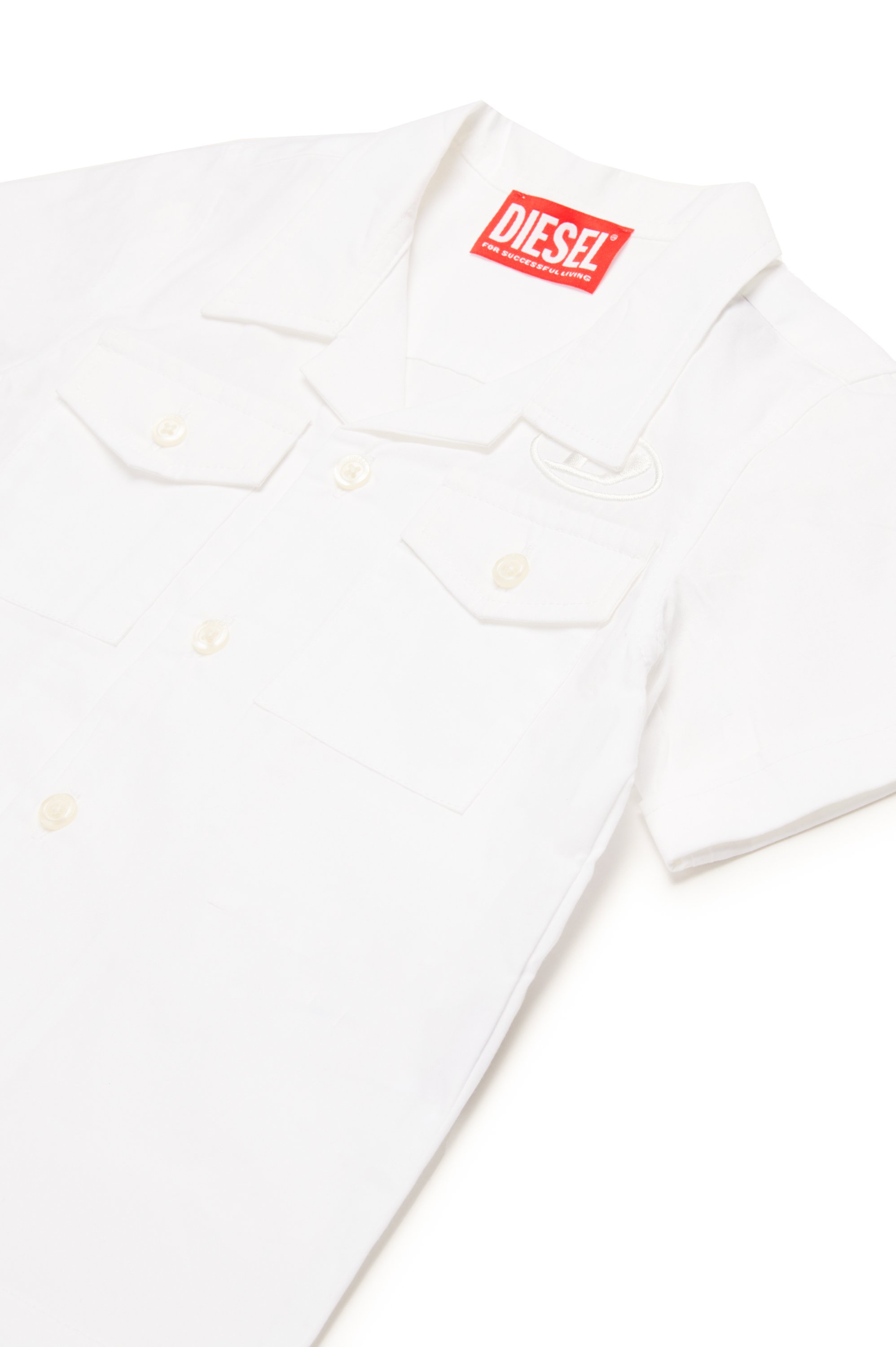 Diesel - CSMAC22B, Camisa de bolos con Oval D bordado Hombre in Blanco - 3