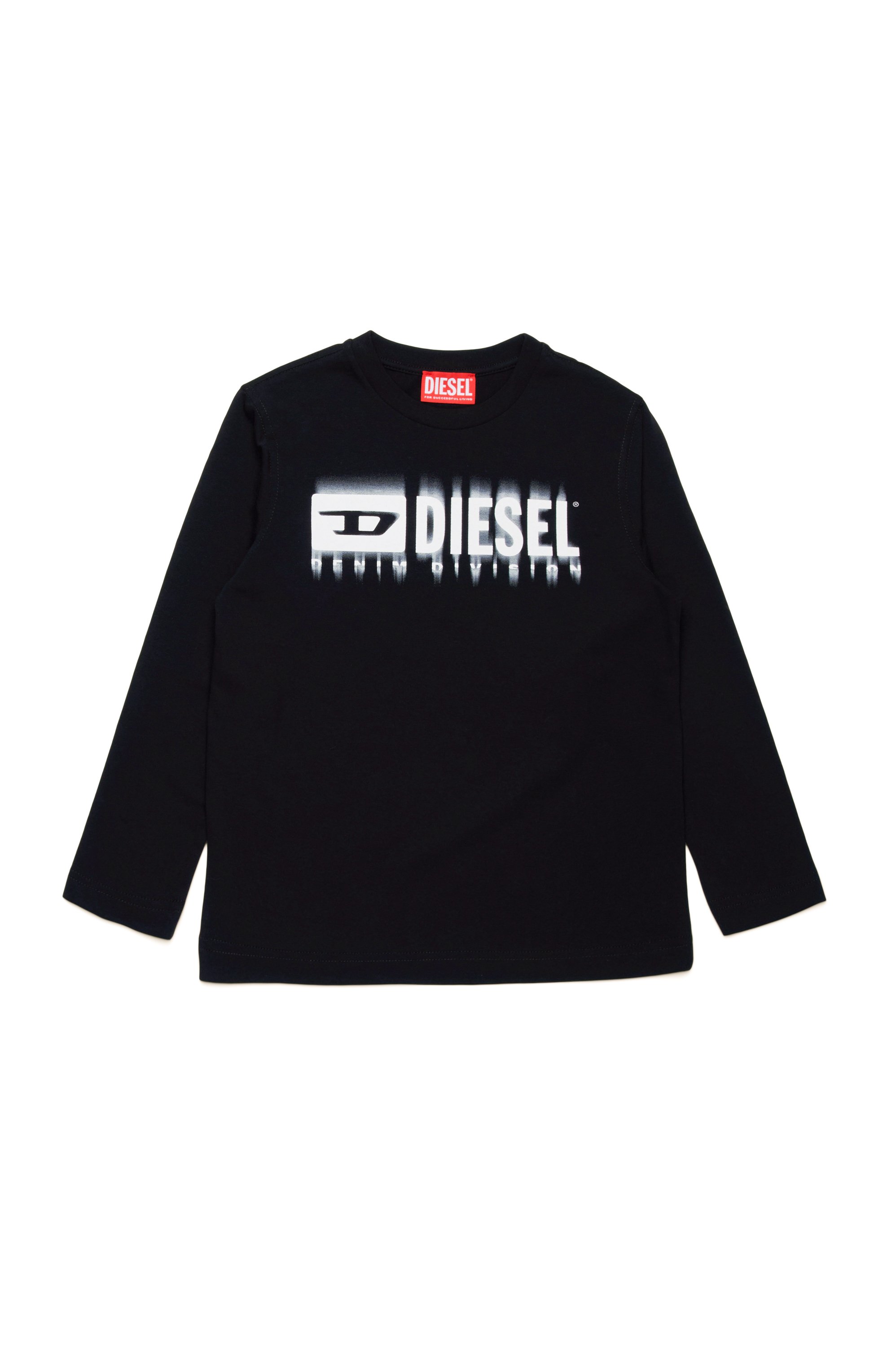 Diesel - TDIEGORL6LS, Camiseta de manga larga con logotipo manchado Hombre in Negro - 1