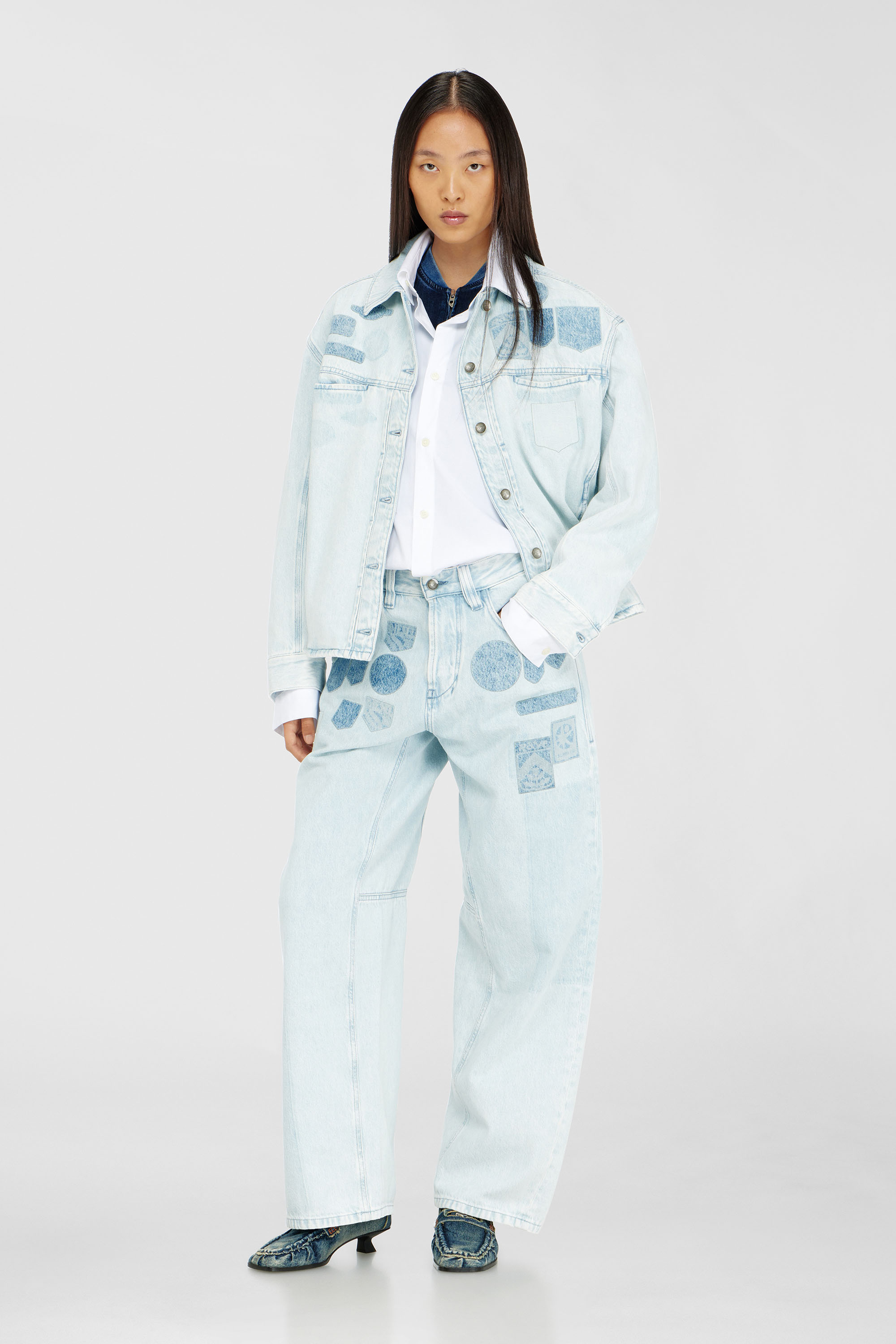 Diesel - D-RYMAVO-S, Sobrecamisa denim con efecto patch Unisex in Azul marino - 2