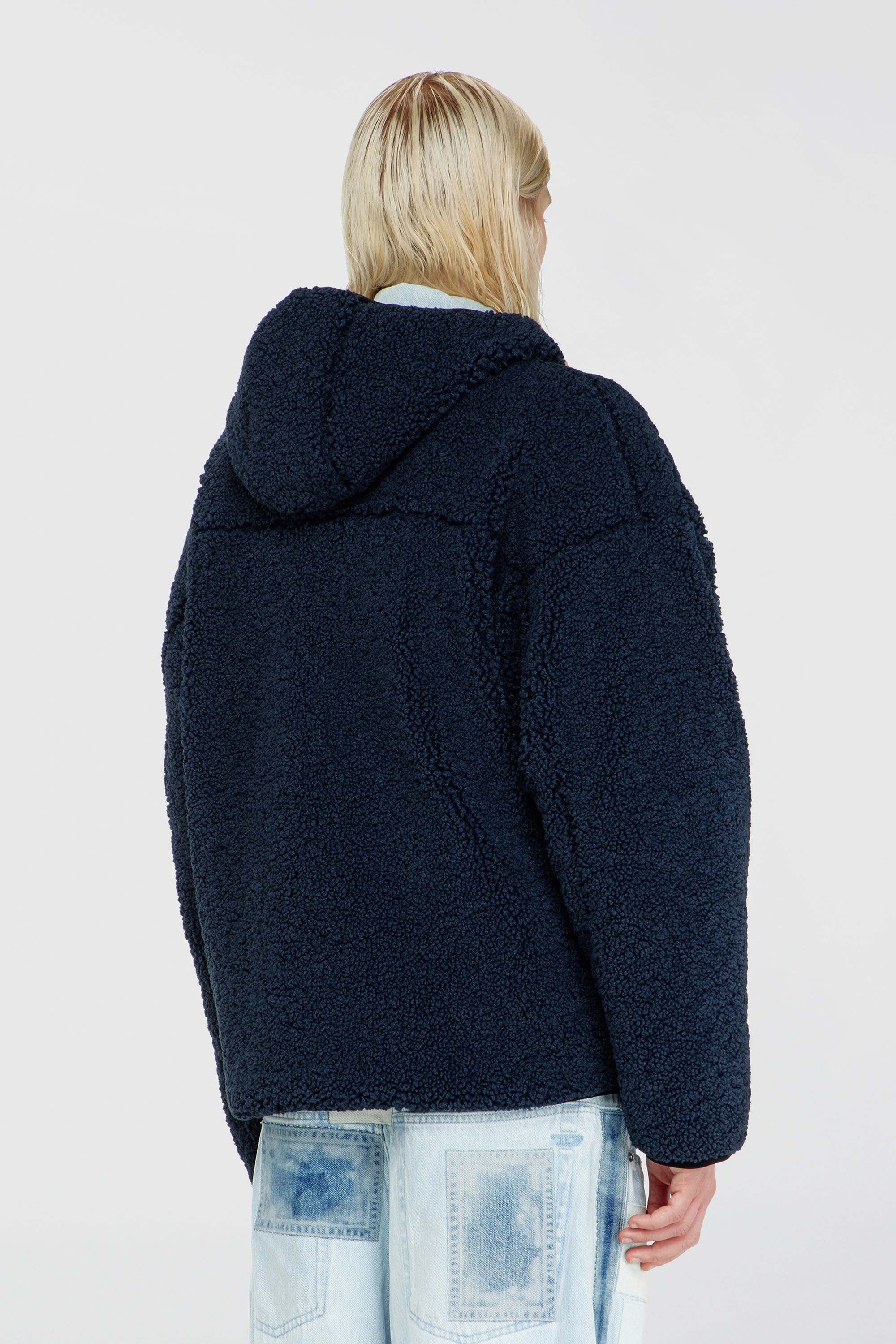 Diesel - S-ZAT, Sudadera de peluche con capucha Hombre in Azul marino - 4