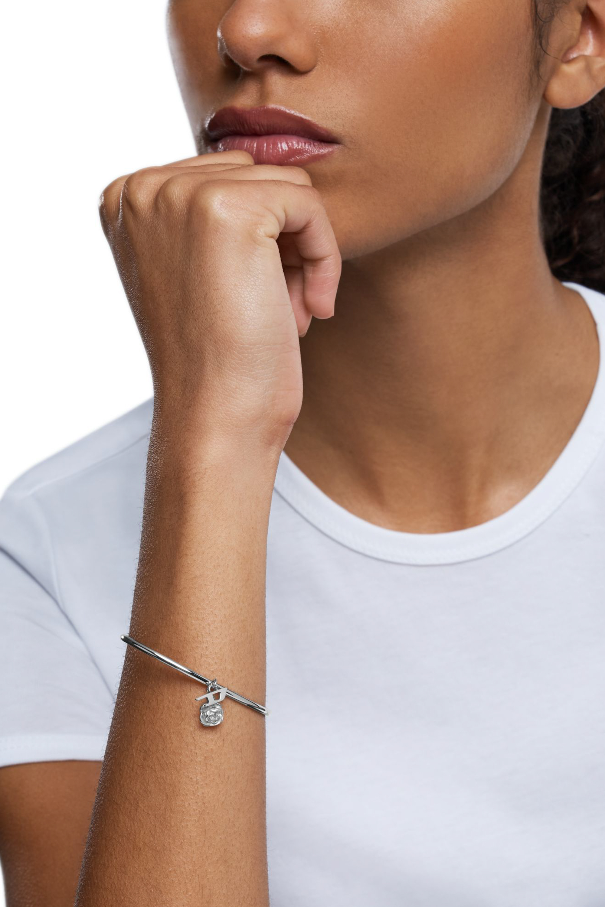 Diesel - DX1620040 JEWELLERY, Pulsera rígida con charms de acero inoxidable Unisex in Plateado - 3