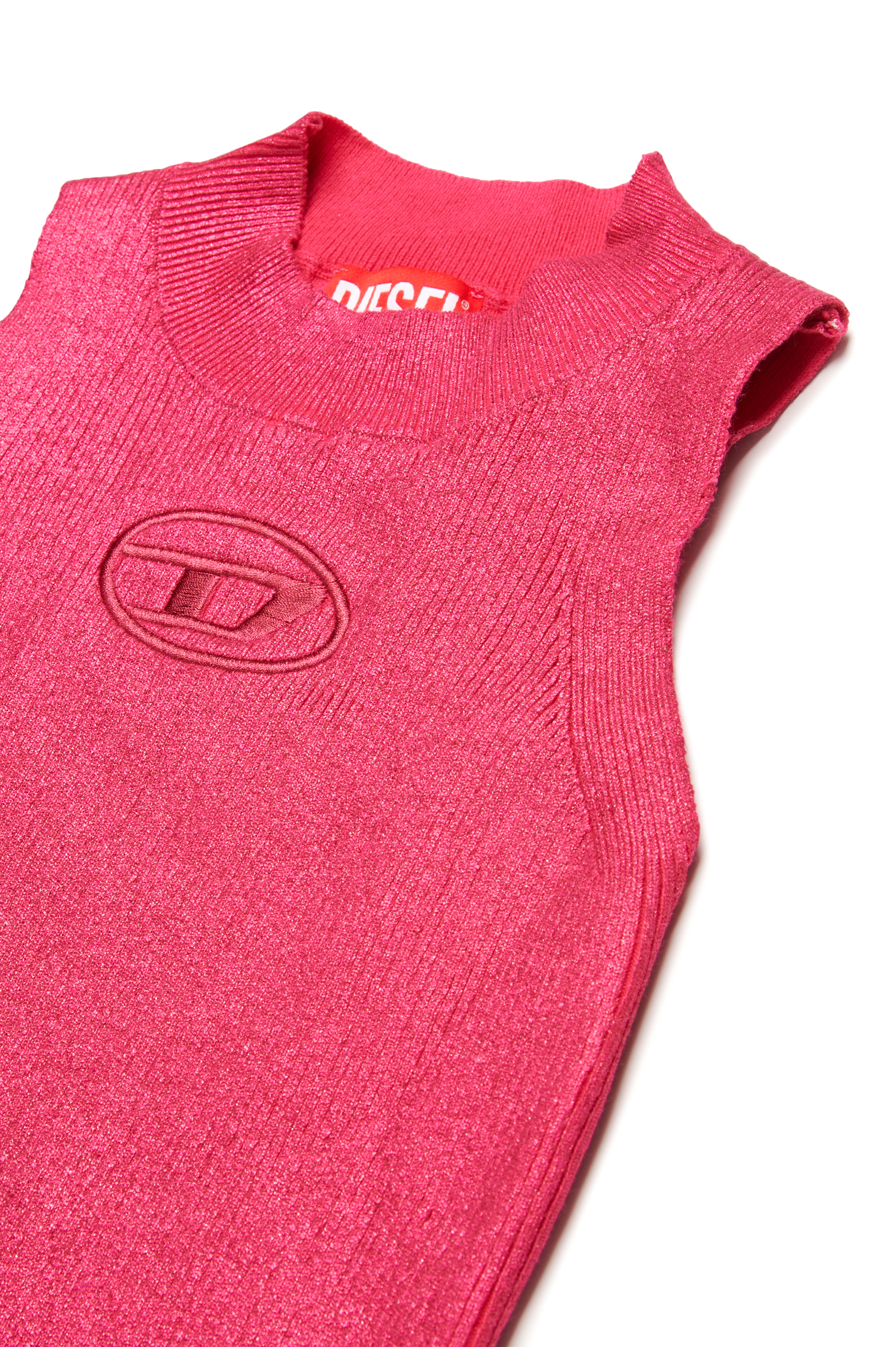 Diesel - KMONERVAXTOP, Camiseta con tirantes de tejido en canalé metálico Mujer in Rosa - 3