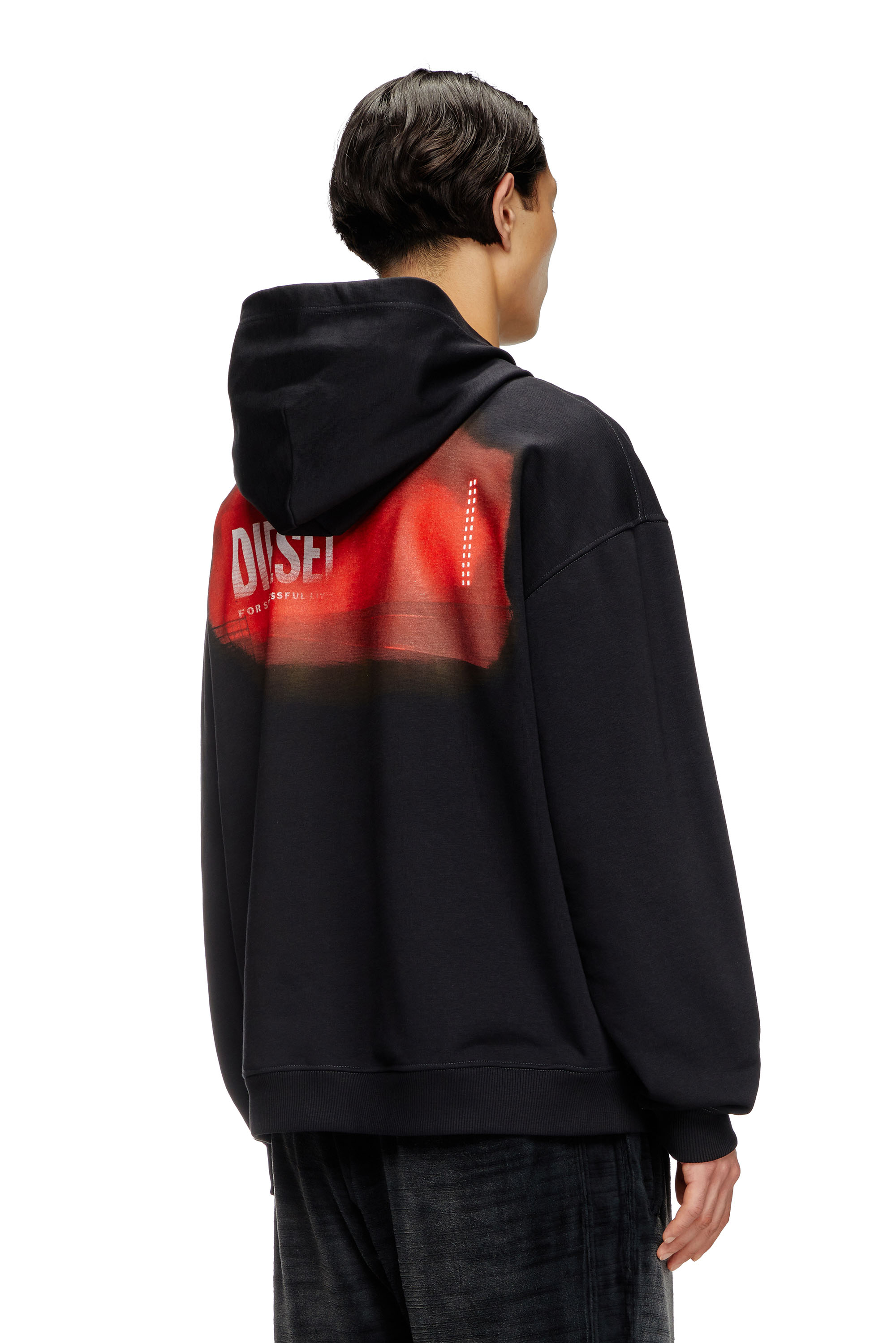 Diesel - S-BOXT-HOOD-R11, Sudadera con capucha con estampado del desfile Hombre in Negro - 4