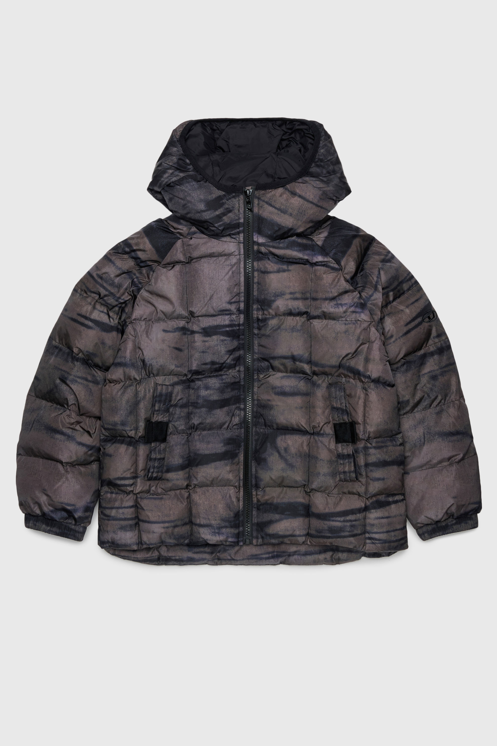 Diesel - JDEN, Chaqueta acolchada con estampado gr&aacute;fico difuminado Hombre in Verde - 1