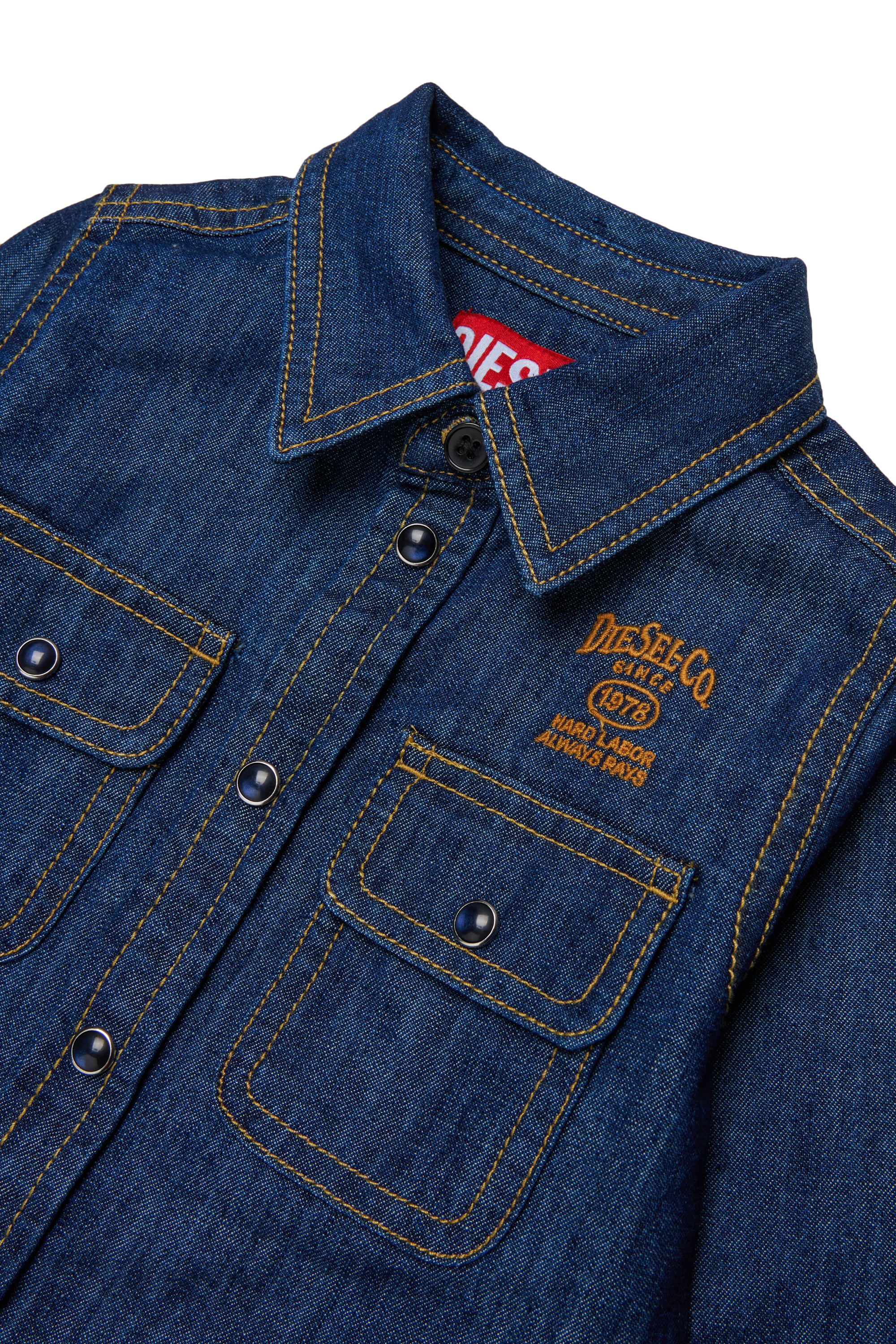 Diesel - CARTOB, Camisa vaquera con bordado de logo Hombre in Azul marino - 3