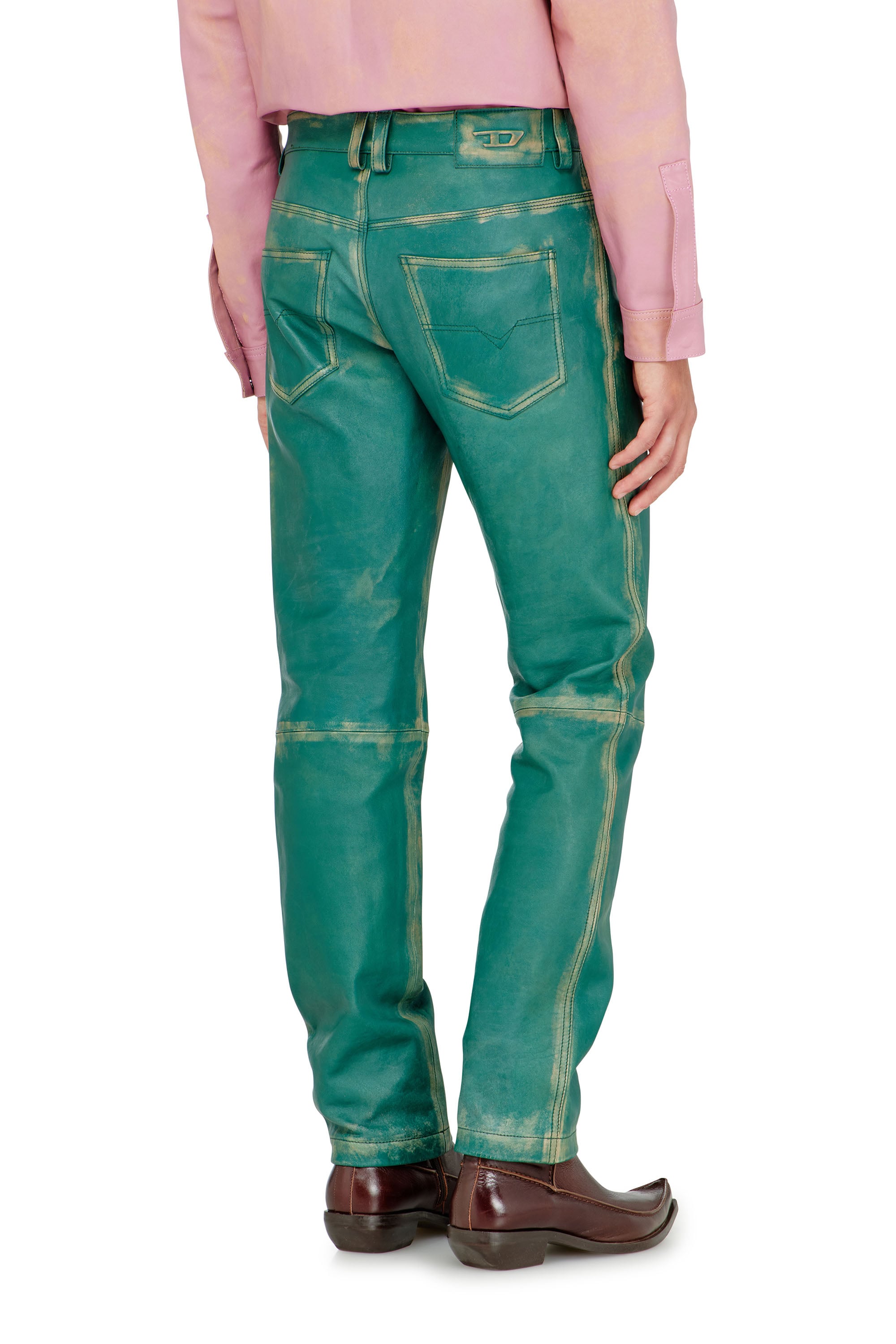 Diesel - P-OCKET, Pantal&oacute;n de cuero tratado Hombre in Verde - 3