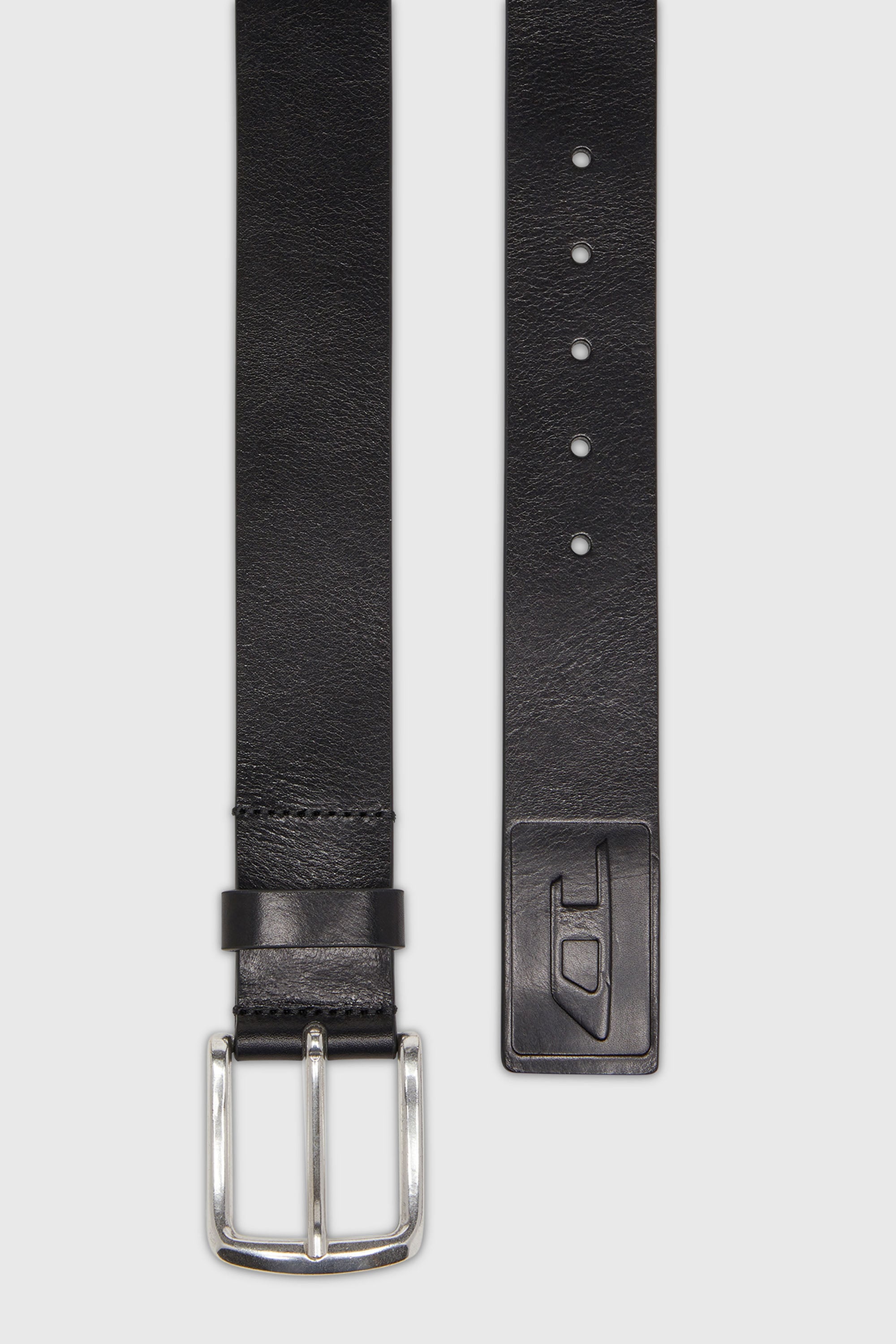 Diesel - B-FLAG-D EMBOSSED, Man's 4 cm leather belt with engraved logo in Black - 2