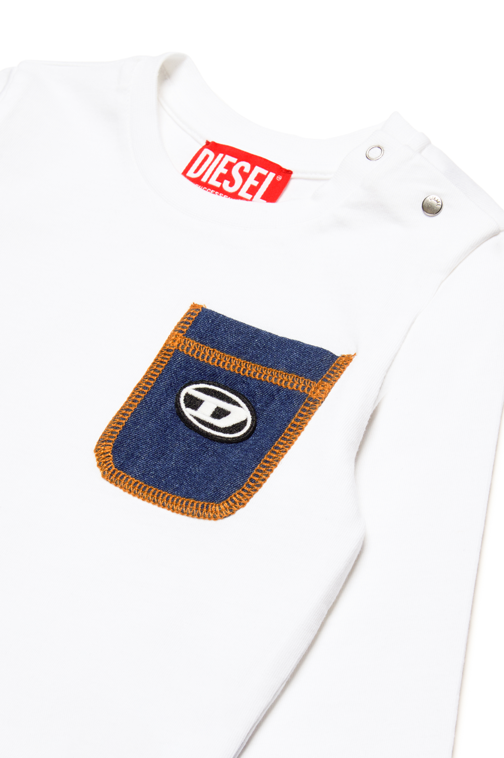 Diesel - TDUMBOB, Camiseta de manga larga con bolsillo en denim Hombre in Blanco - 3