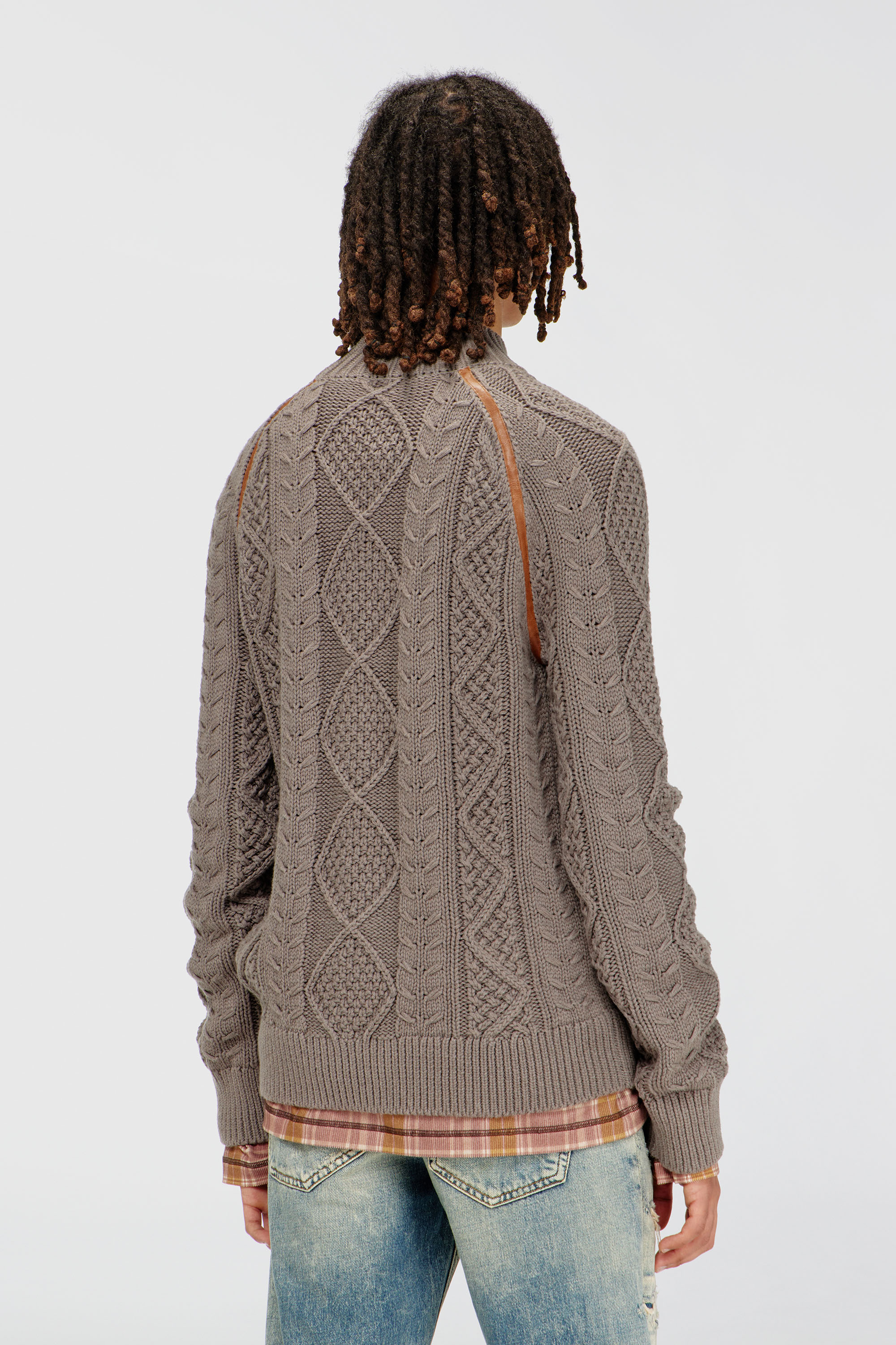 Diesel - K-INOME, Jersey de cuello alto de punto trenzado Hombre in Gris - 4