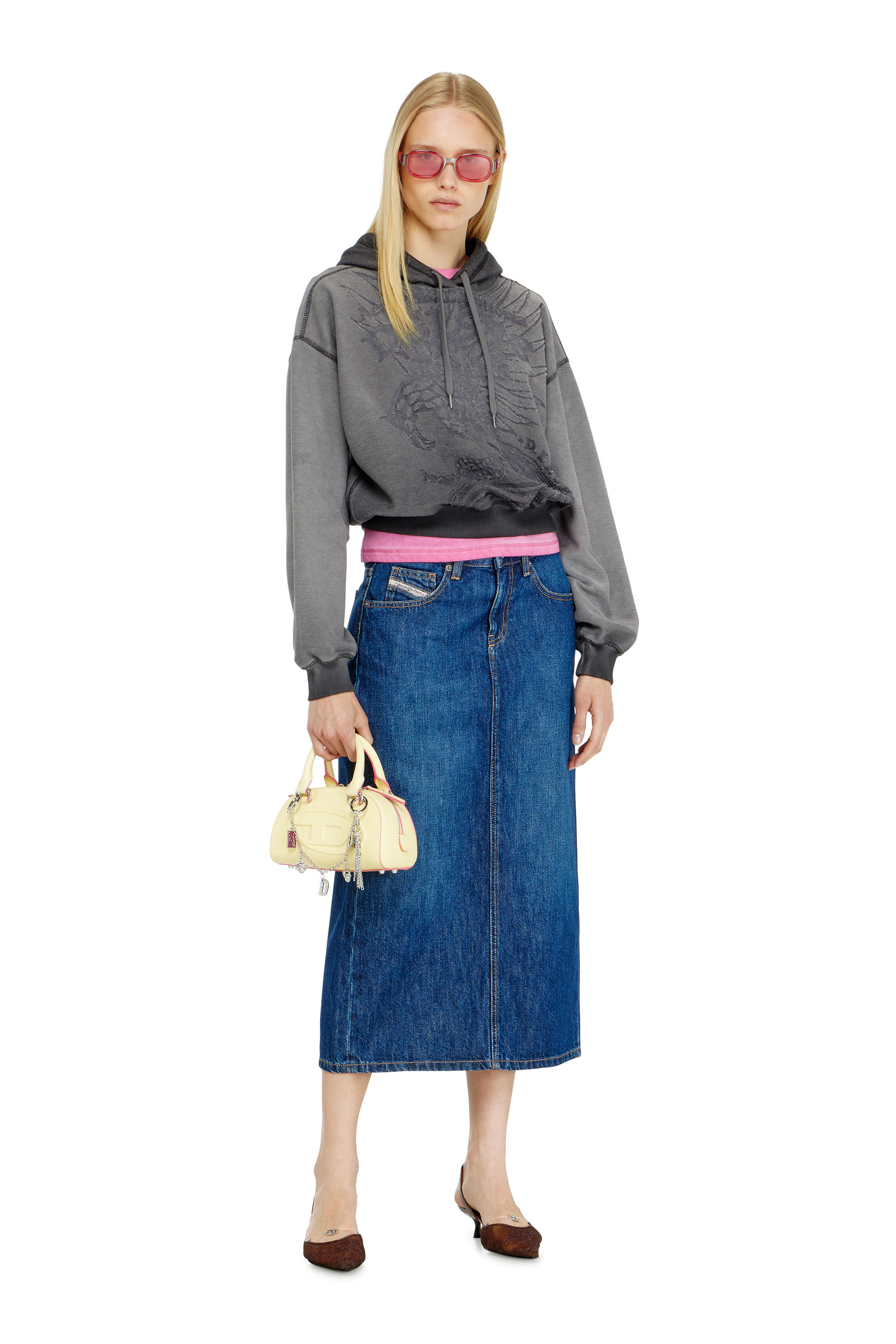 Diesel - F-SUNNY-HOOD, Woman's Hoodie with d&eacute;vor&eacute; print in null - 2