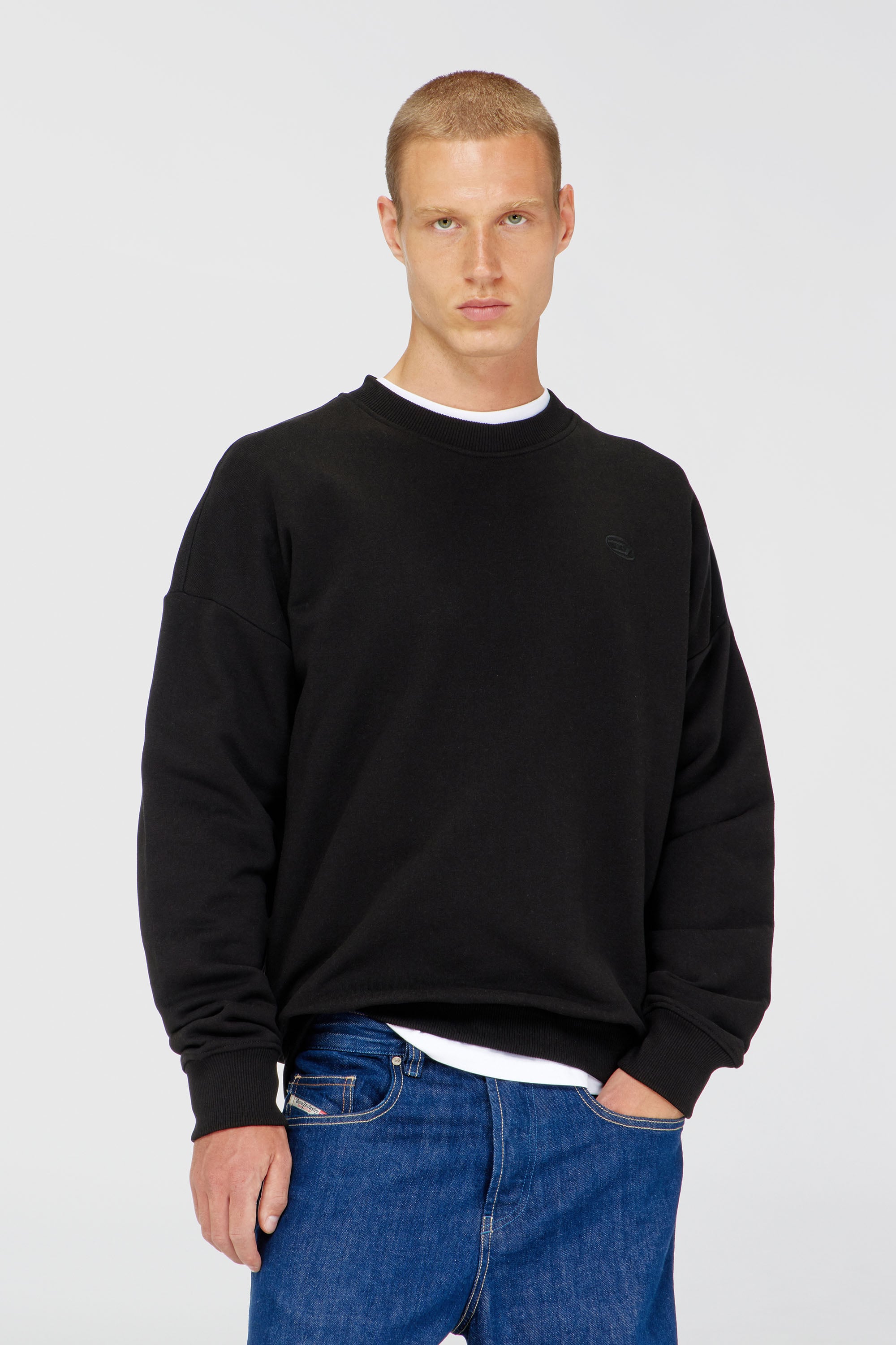 Diesel - S-ROB-MEGOVAL-D, Sudadera con logotipo bordado Hombre in Negro - 1