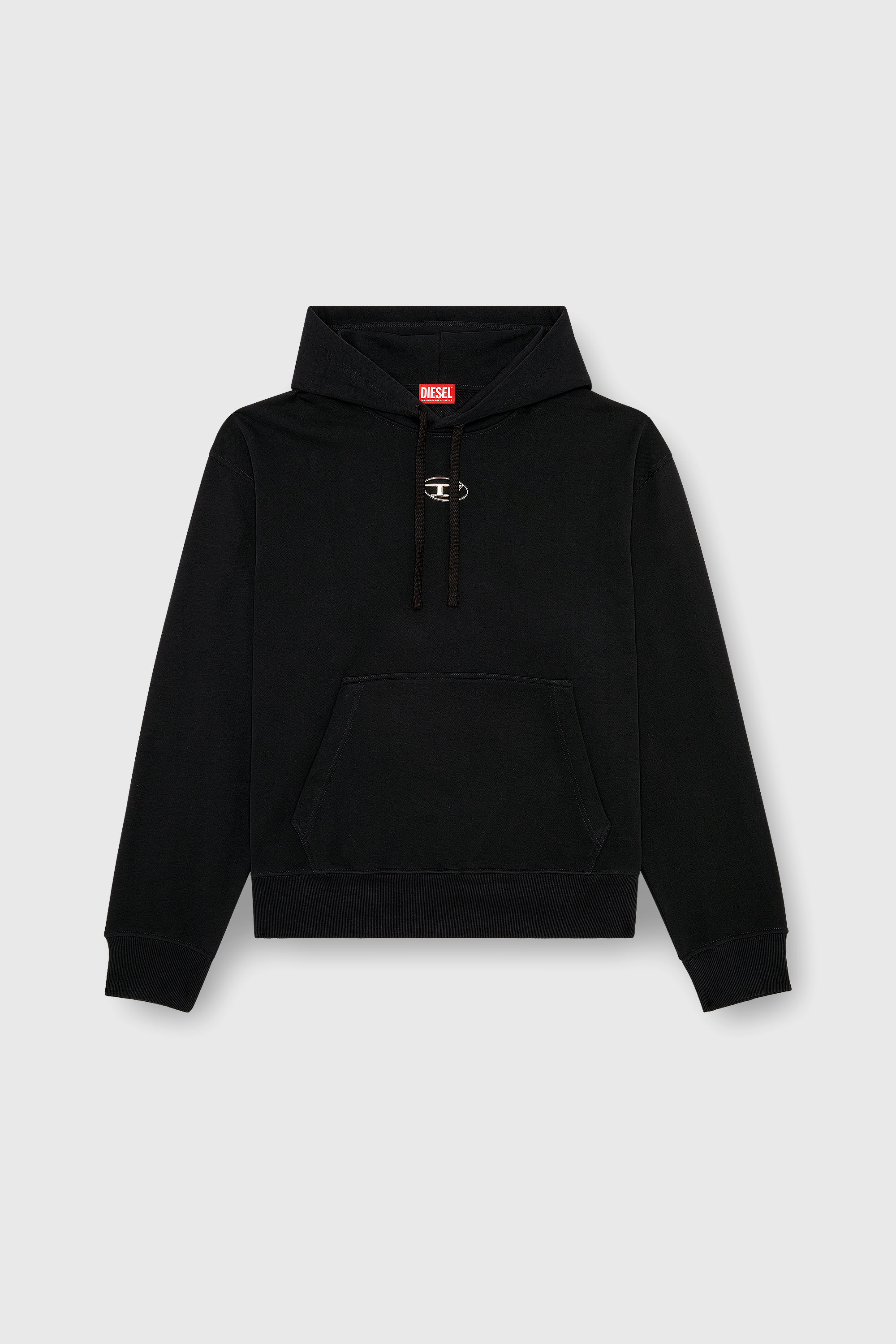 Diesel - S-MACS-HOOD-OD, Sudadera con capucha extragrande con logotipo met&aacute;lico Hombre in Negro - 2