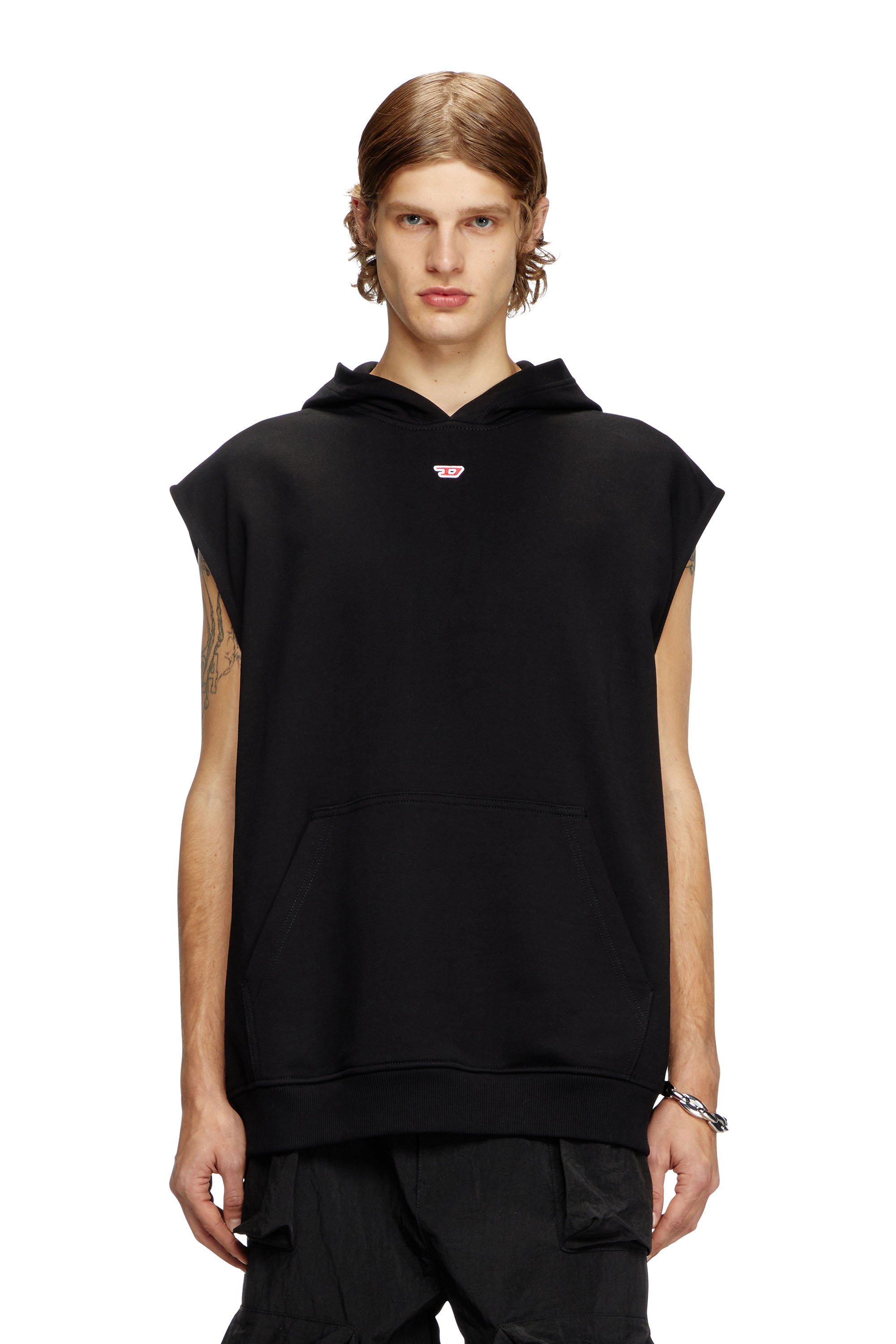 Diesel - S-BOXT-SL-D, Sudadera con capucha sin mangas con logotipo de la letra D Hombre in Negro - 1