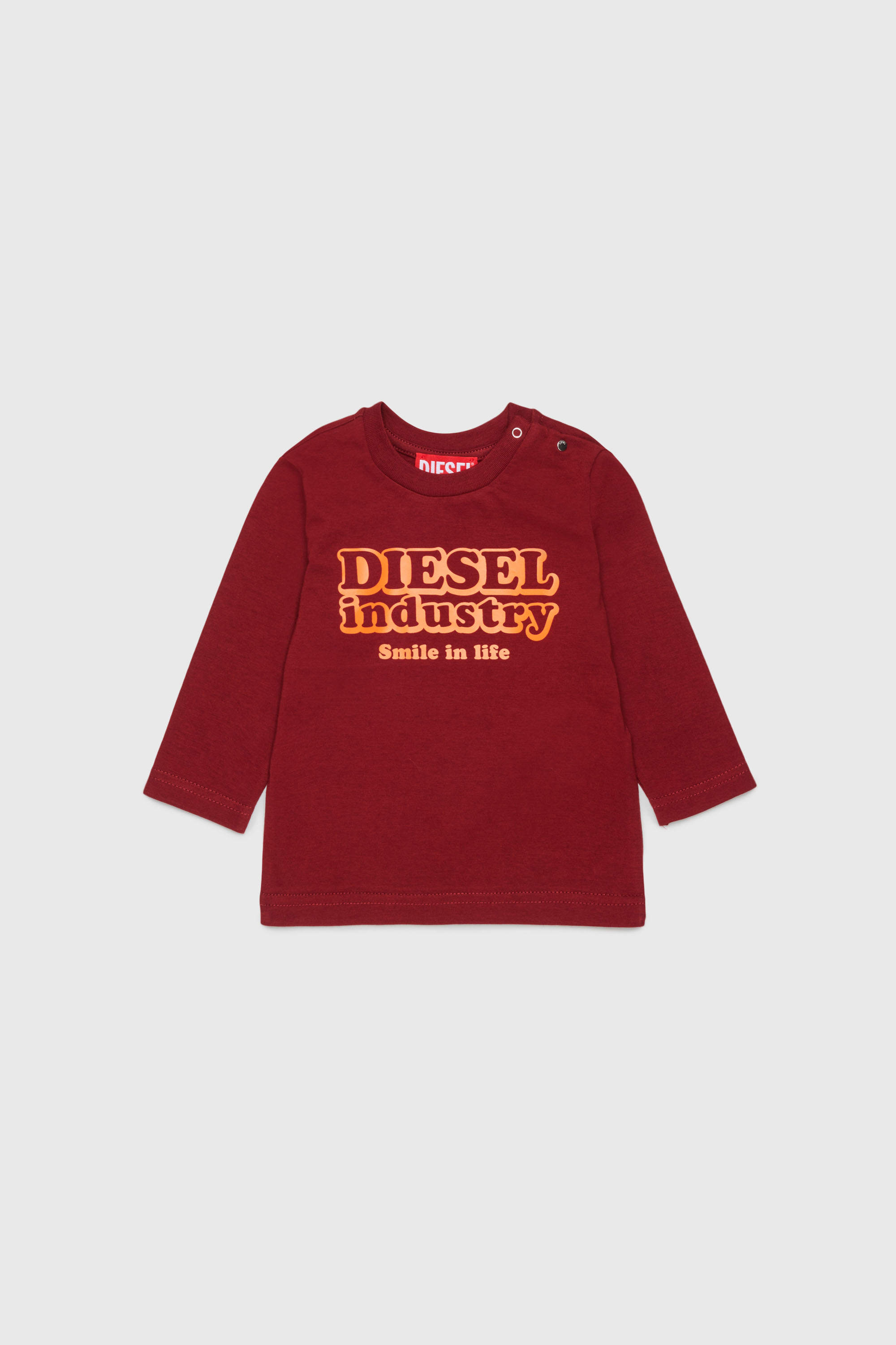Diesel - TLODIMB, Camiseta de manga larga con estampado Diesel Industry Hombre in Rojo - 1
