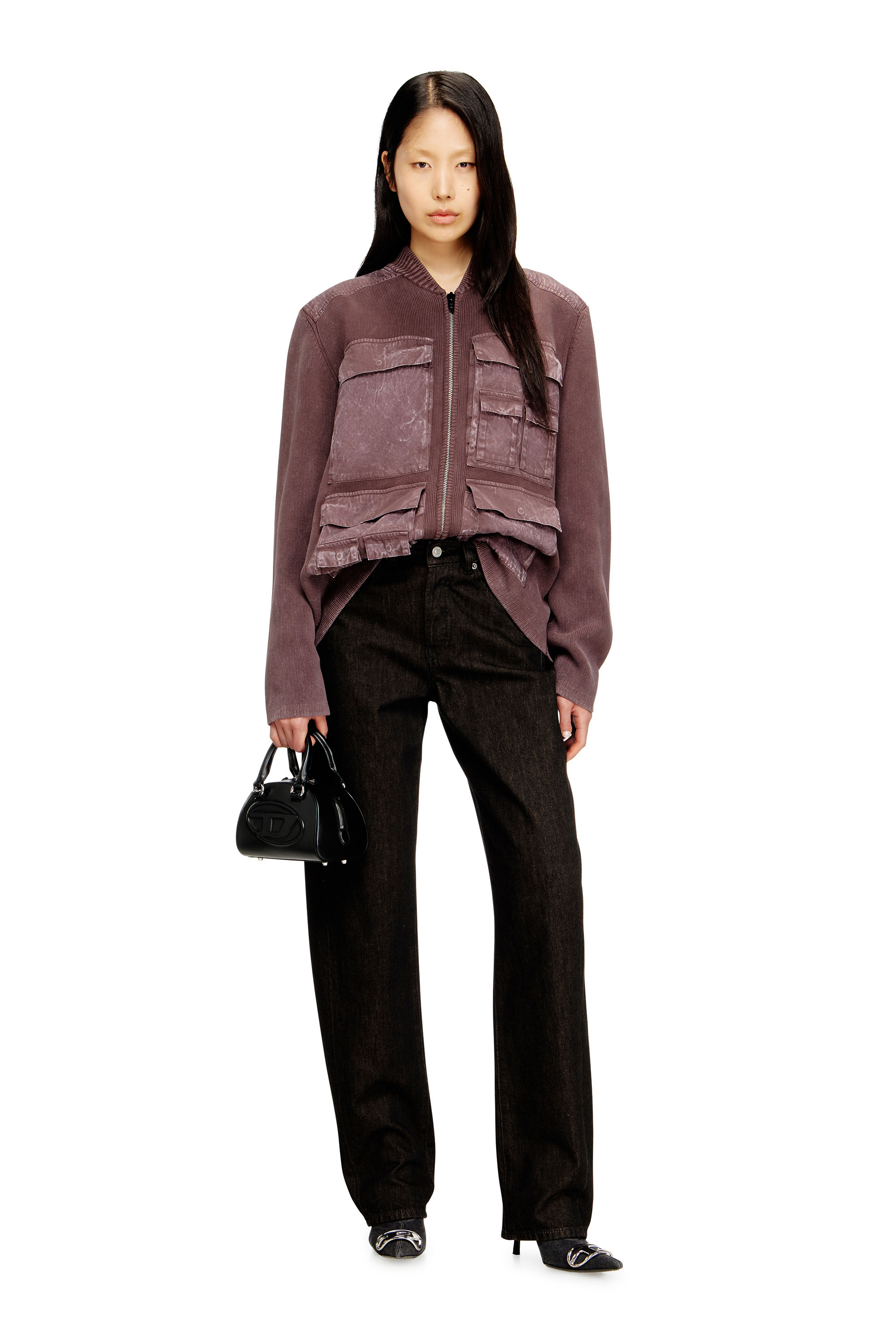 Diesel - Relaxed Jeans 1974 D-Ellz 09N25 Mujer, Negro/Gris oscuro - 2