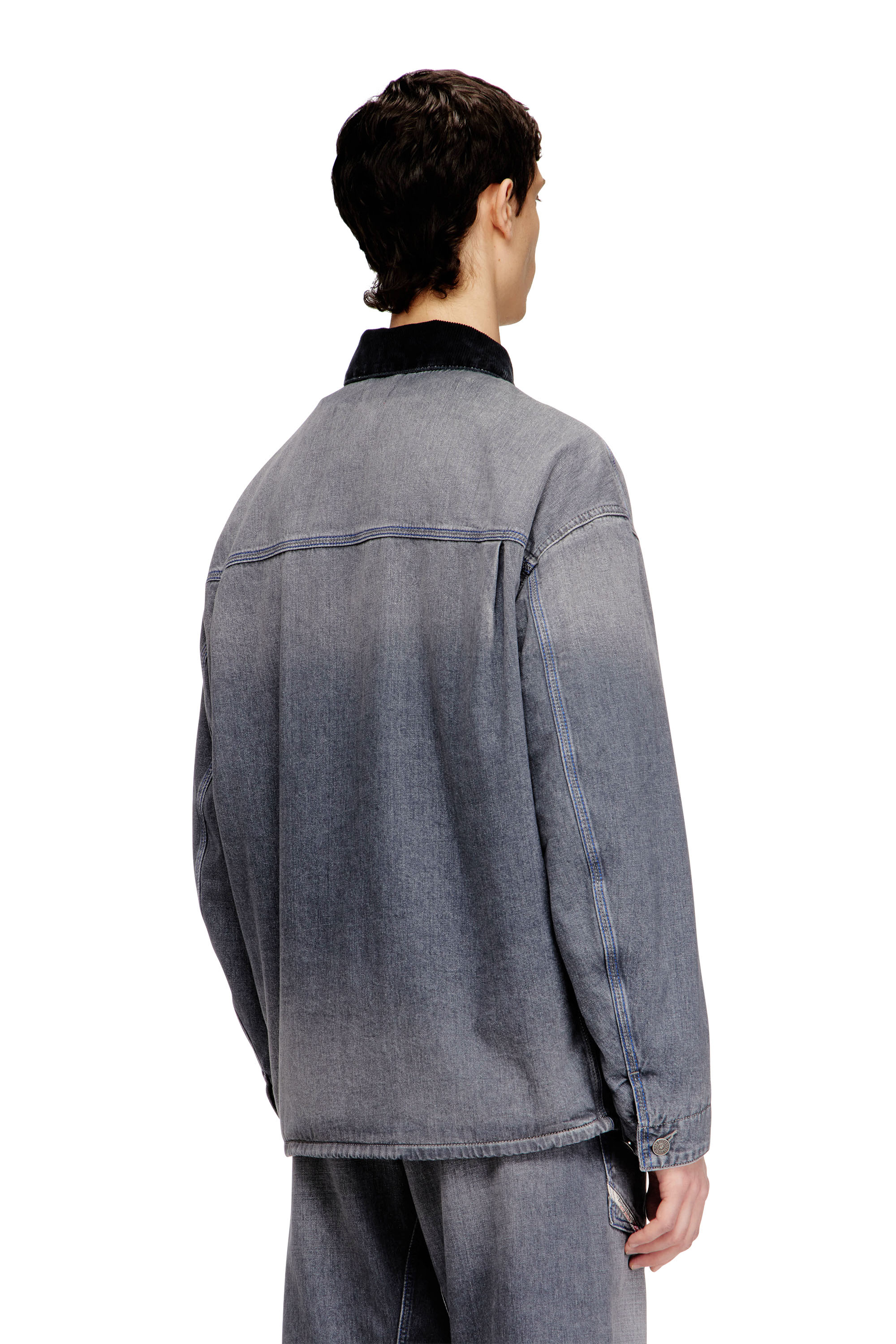 Diesel - D-STACK-U-L, Chaqueta vaquera de estilo utilitario con cuello en contraste Unisex in Gris - 4