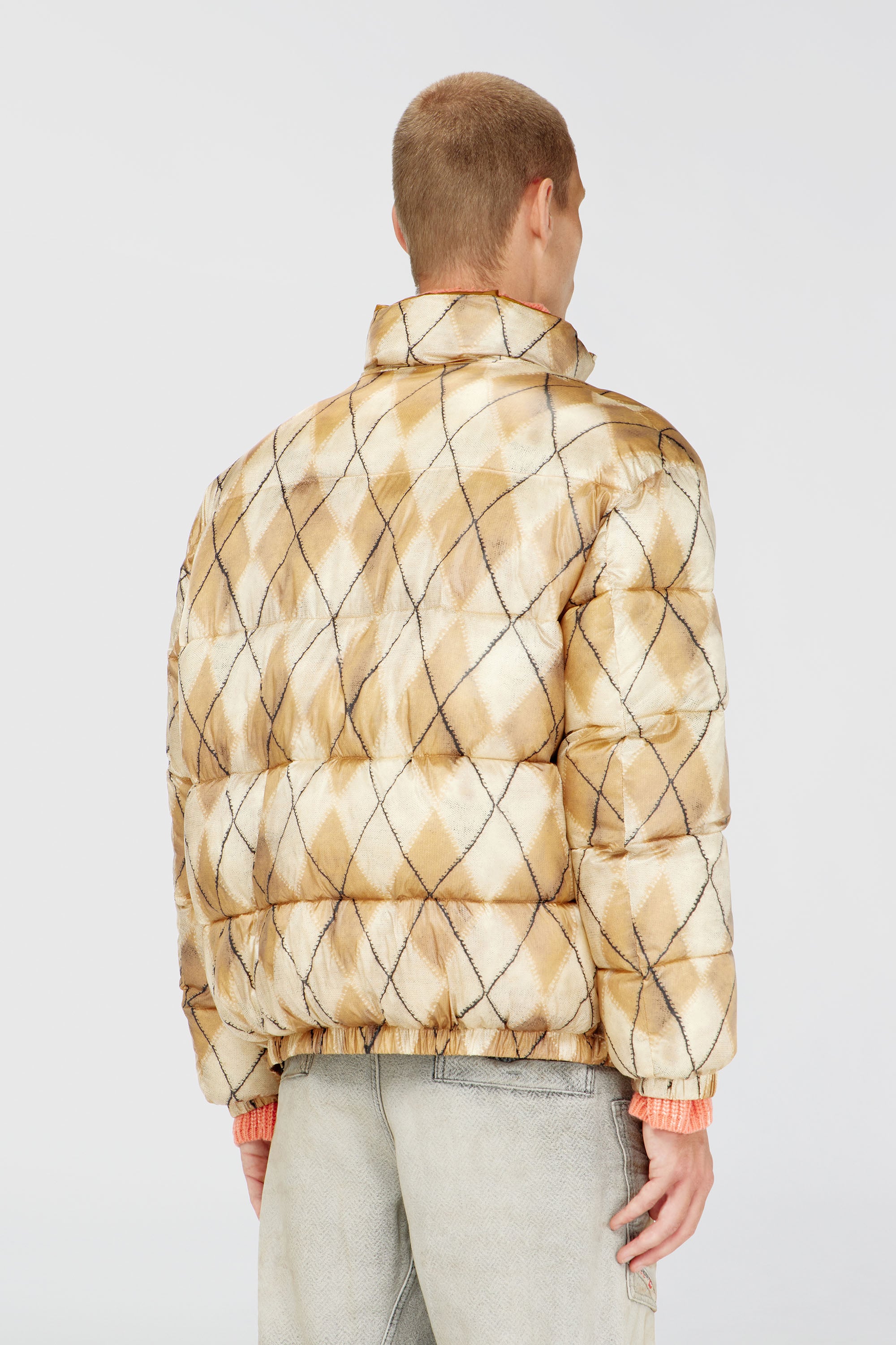 Diesel - W-BOURB-DLCK, Chaqueta puffer reversible con estampado argyle Hombre in Multicolor - 4