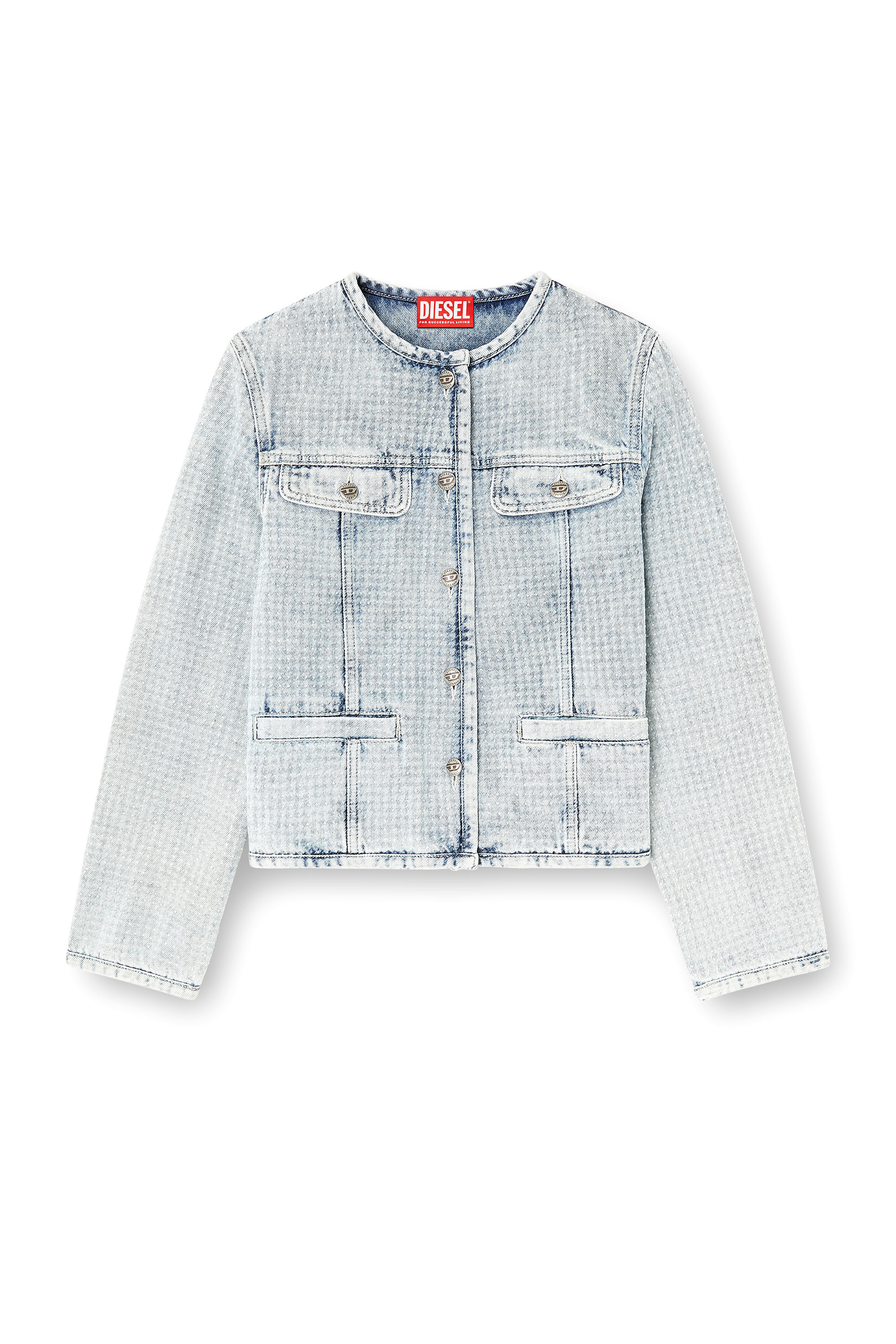 Diesel - DE-GRAFY-S, Chaqueta de denim gráfico con cristales Mujer in Azul marino - 3