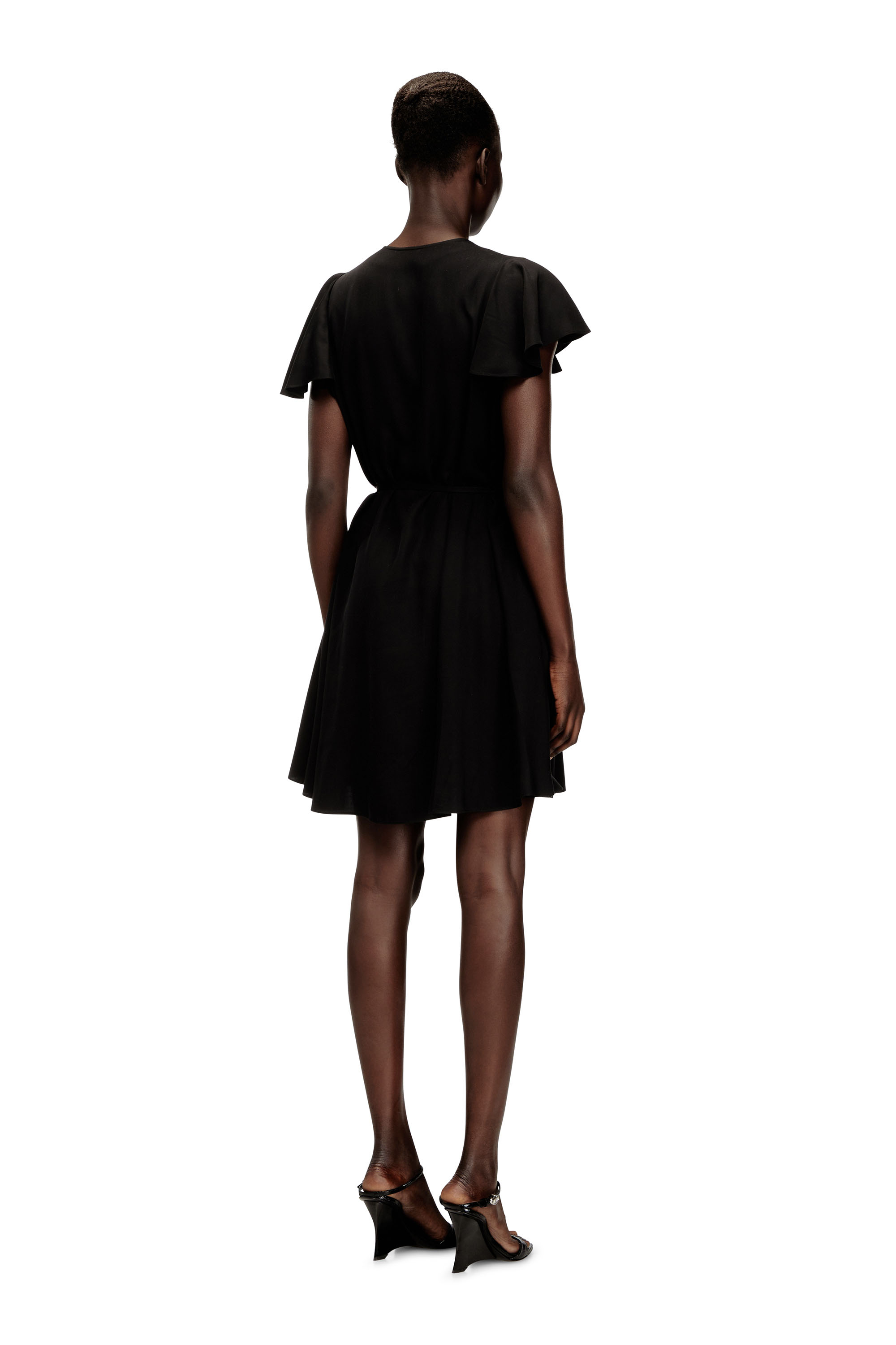 Diesel - D-AIKIRI, Vestido de cupro con escote en V y botones frontales Mujer in Negro - 4