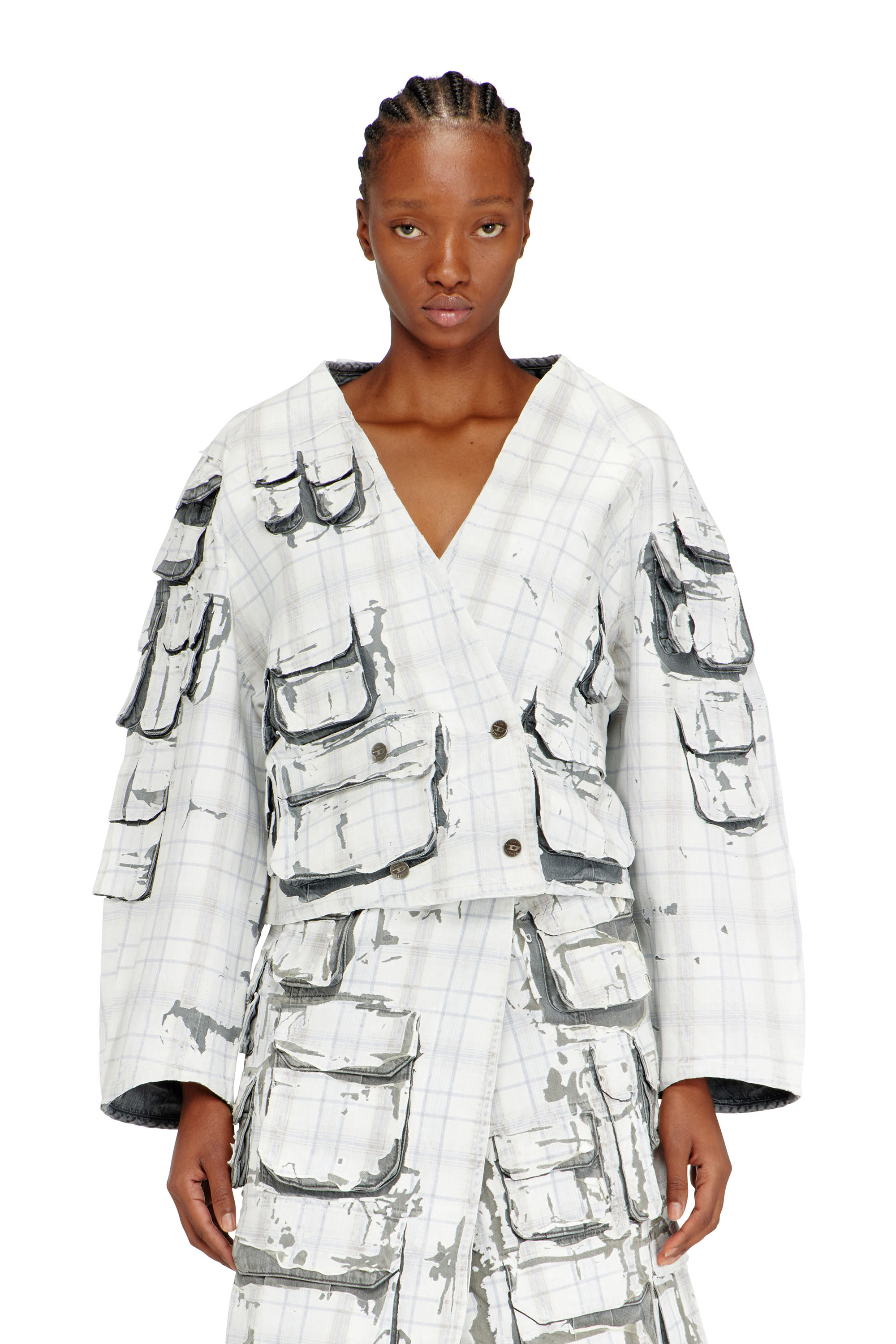 Diesel - DE-TALBAR-FSI, Chaqueta c&aacute;rdigan vaquera con efecto peel-off Mujer in ToBeDefined - 1