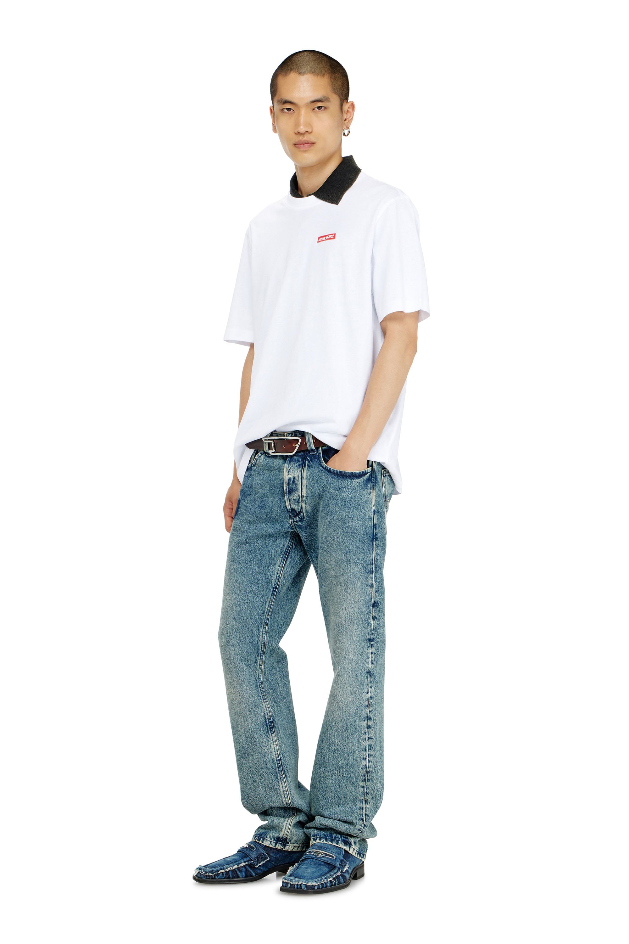 Diesel - T-ADJUST-AA12, Camiseta de algod&oacute;n con parche de logo Hombre in Blanco - 2
