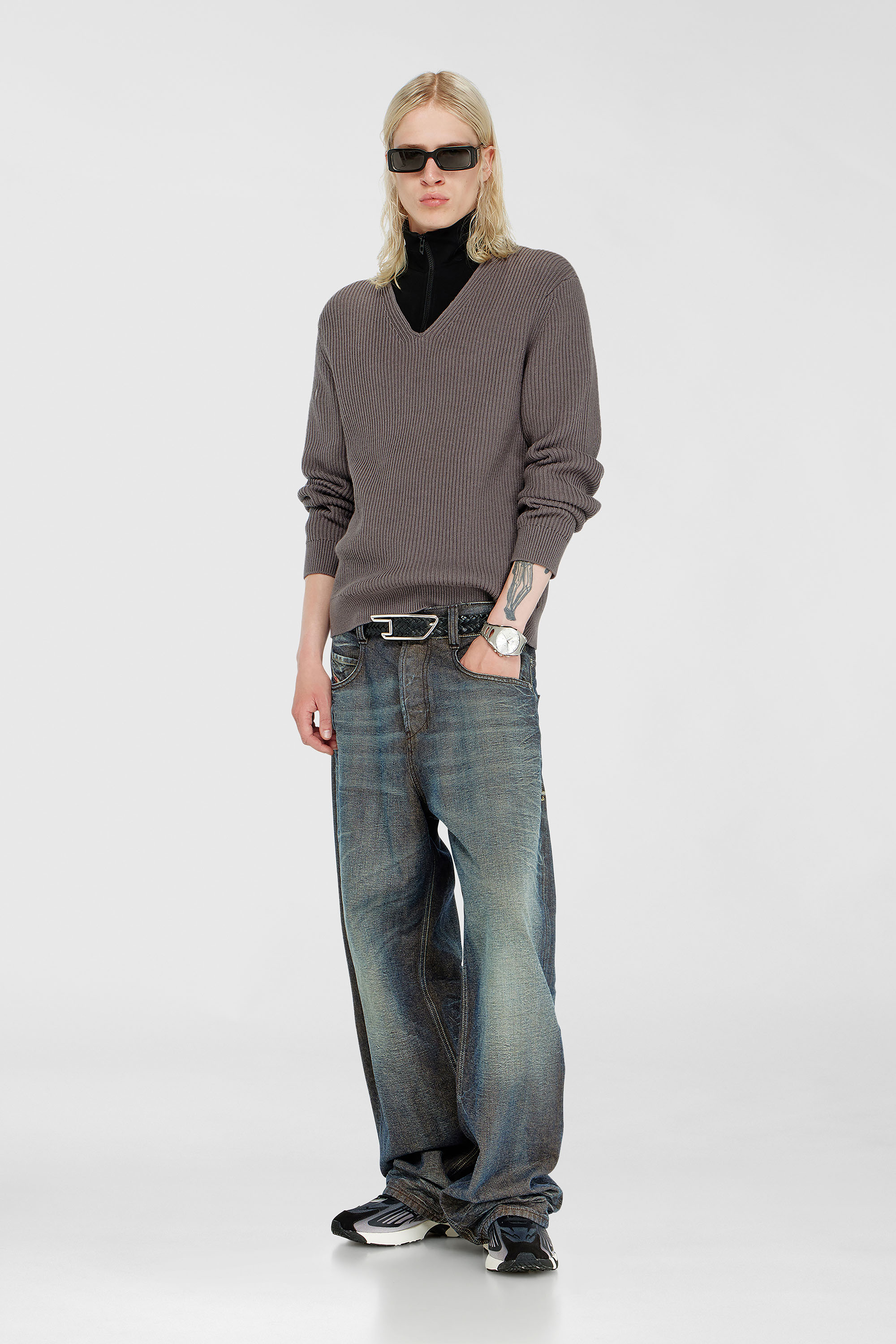 Diesel - K-MAMU, Jersey con media cremallera y cuello superpuesto Hombre in Multicolor - 2