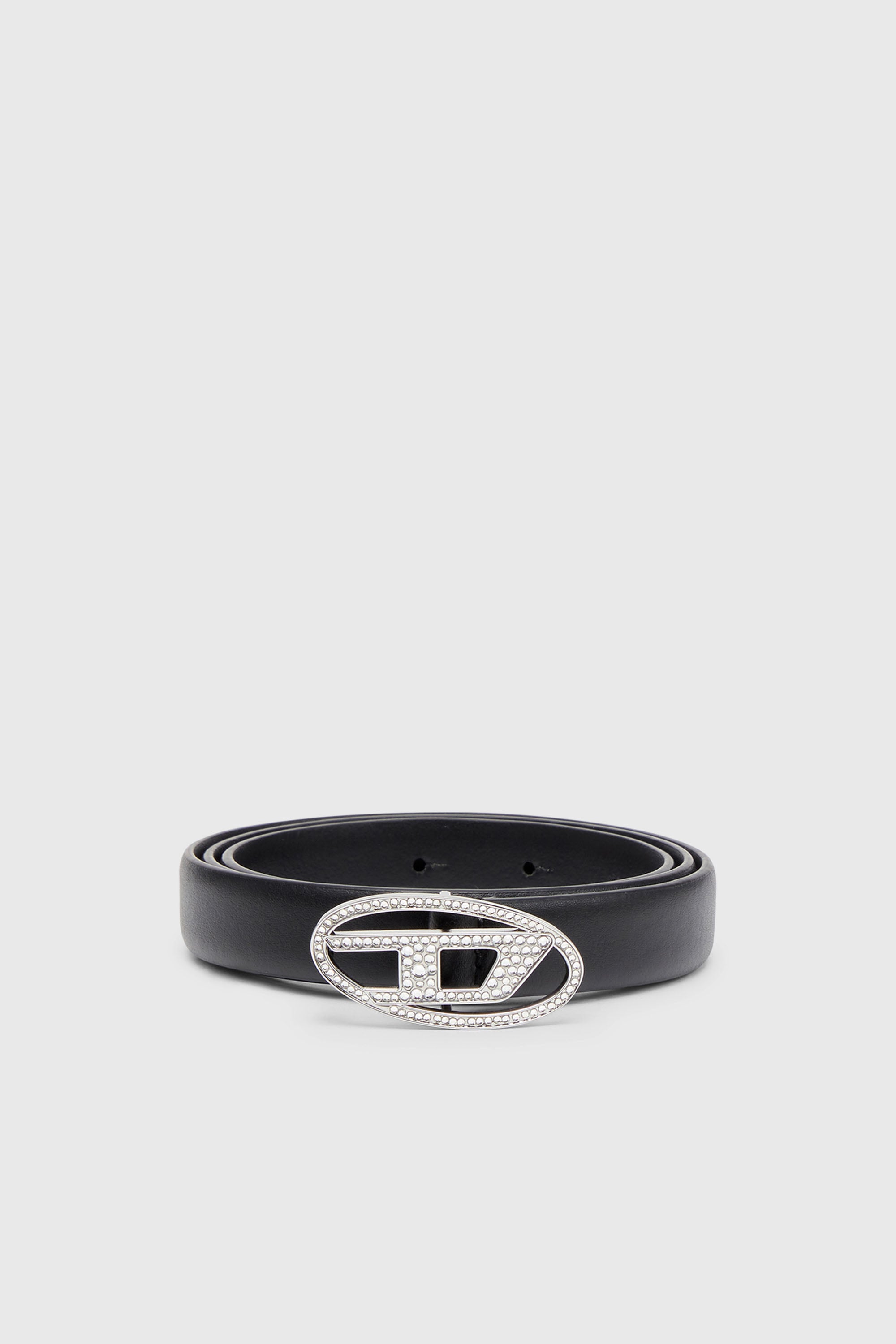Diesel - B-1DR STRASS 20, Cintur&oacute;n 1.9 cm fino de cuero delgado con hebilla de cristal Mujer in Negro - 1
