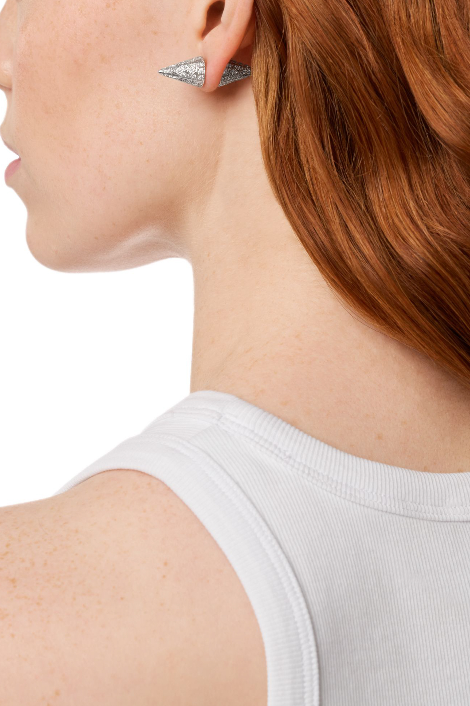 Diesel - DX1658040 JEWELLERY, Pendientes de tachuelas de lat&oacute;n en tono plateado Unisex in Plateado - 3