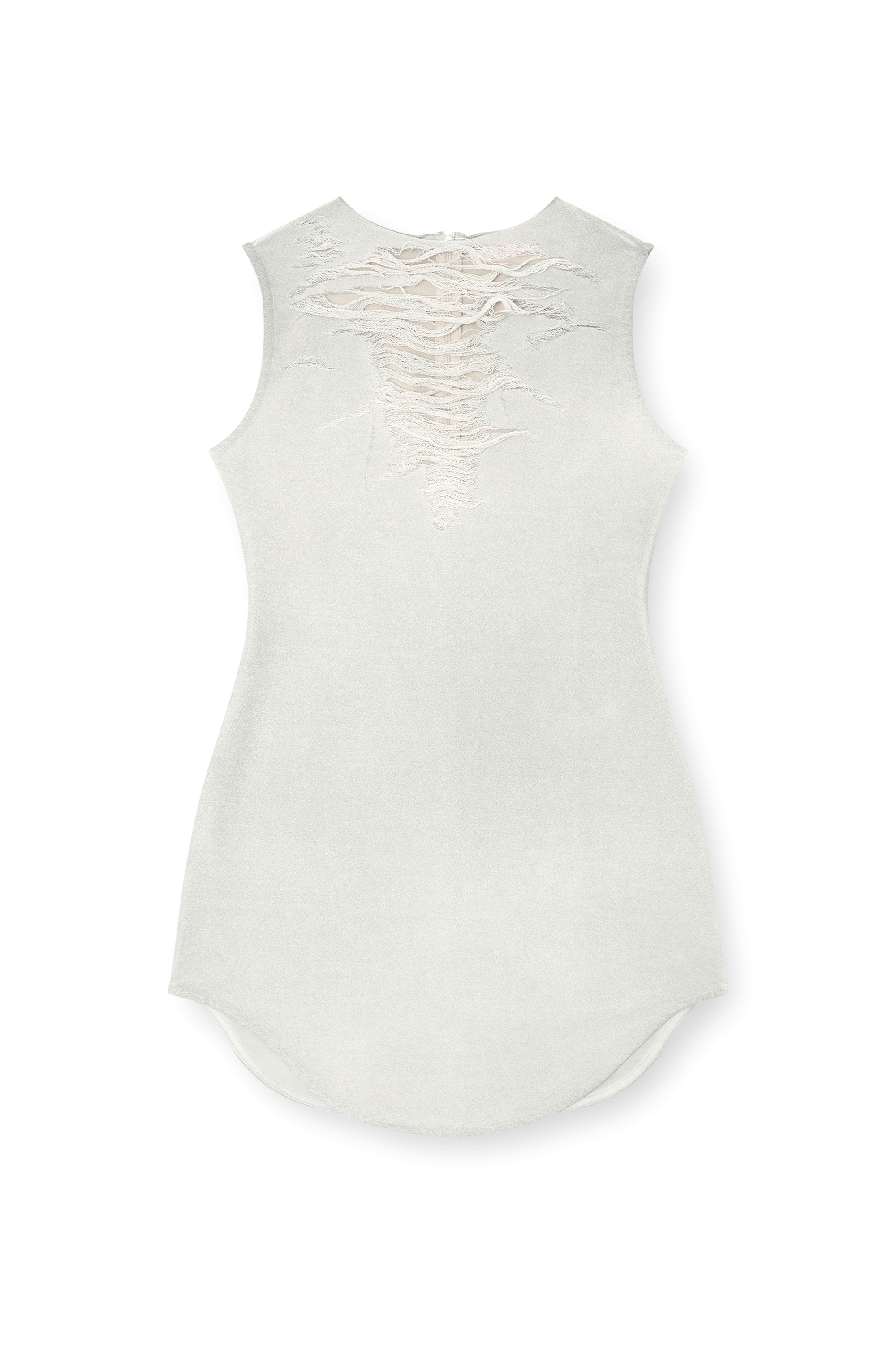 D-YASMI, Gris Claro Diesel - D-YASMI, Vestido mini con escote deshilachado y desgastado Mujer in Gris - 2