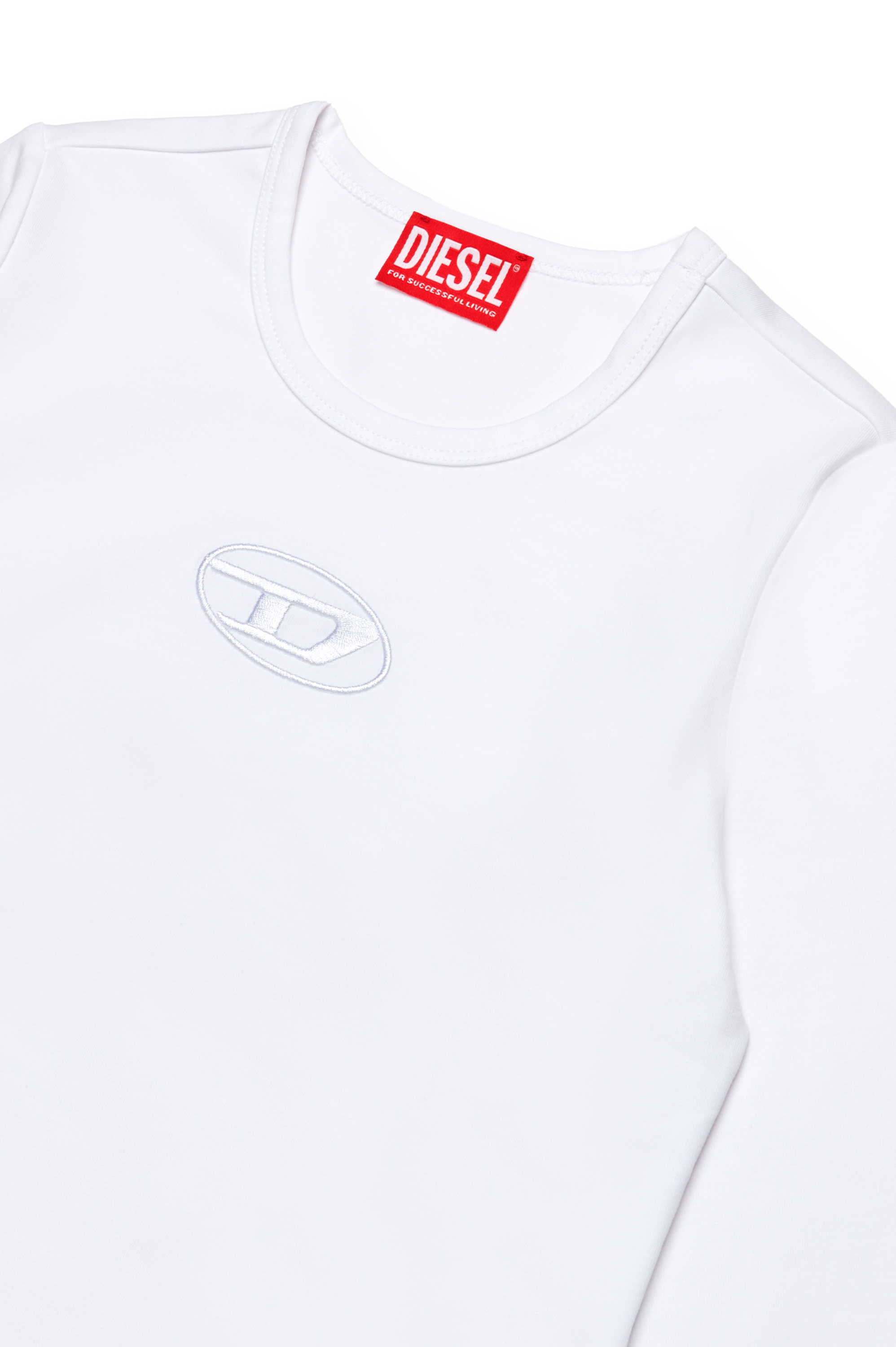 Diesel - TIVAL, Mujer Camiseta de manga larga con logotipo bordado in Blanco - Image 3