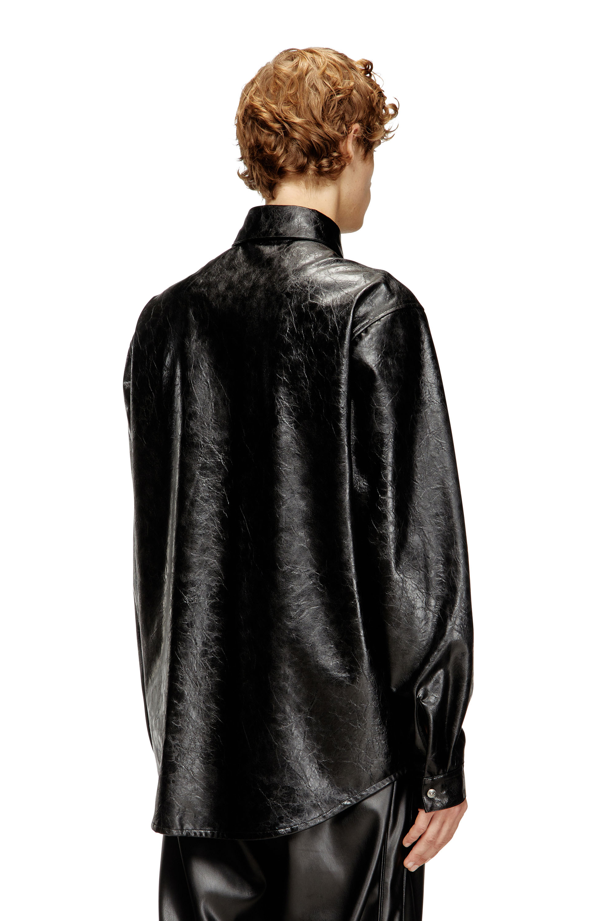 Diesel - S-SIMPLY-QMBU, Textured shirt with branded buttons Hombre in Negro - 4
