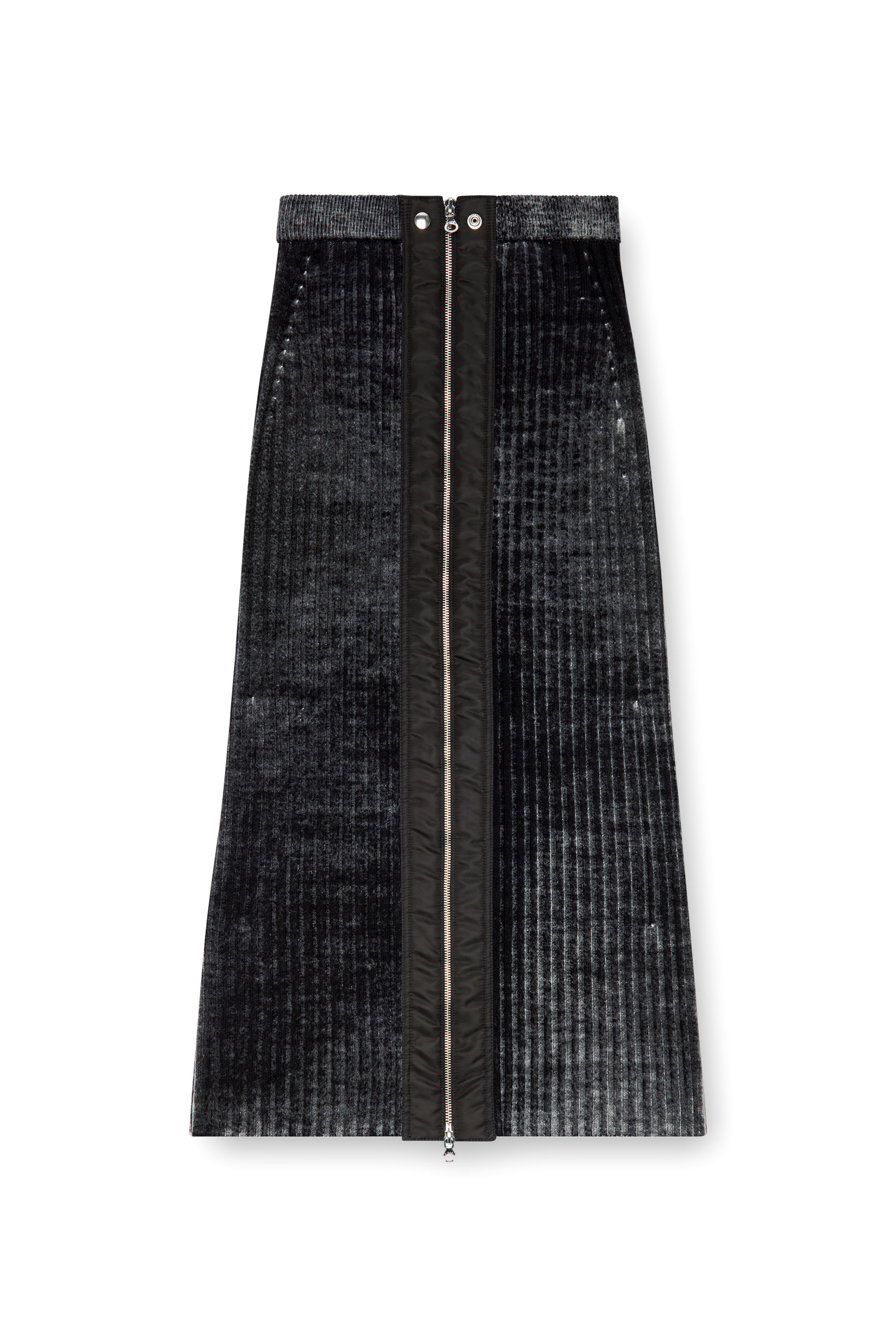 Diesel - M-ASI, Mujer Falda midi tejida con lana tratada in Negro - Image 3