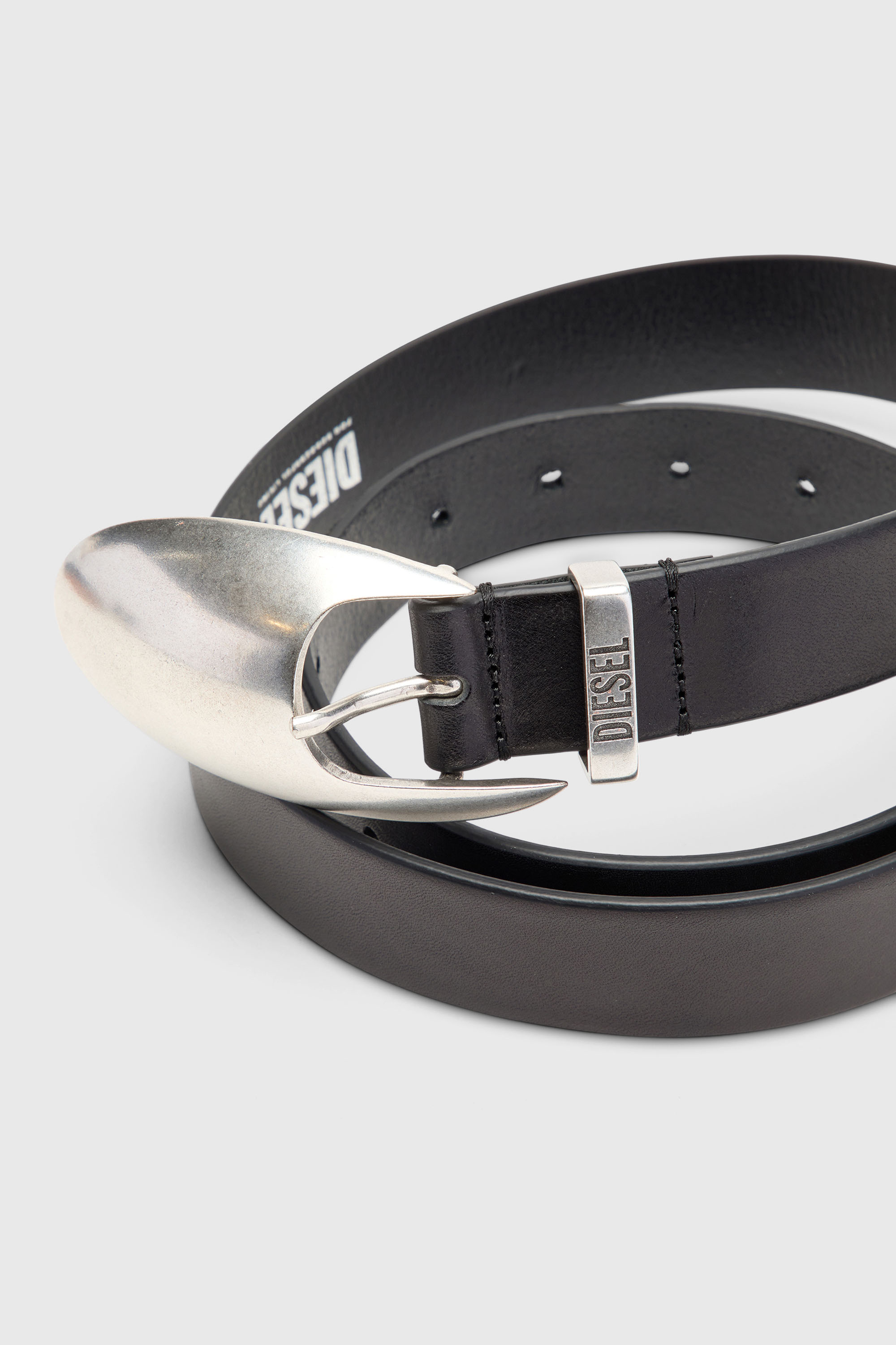 Diesel - B-ROP 30, Cintur&oacute;n de cuero de 3 cm con hebilla escult&oacute;rica Hombre in Negro - 2