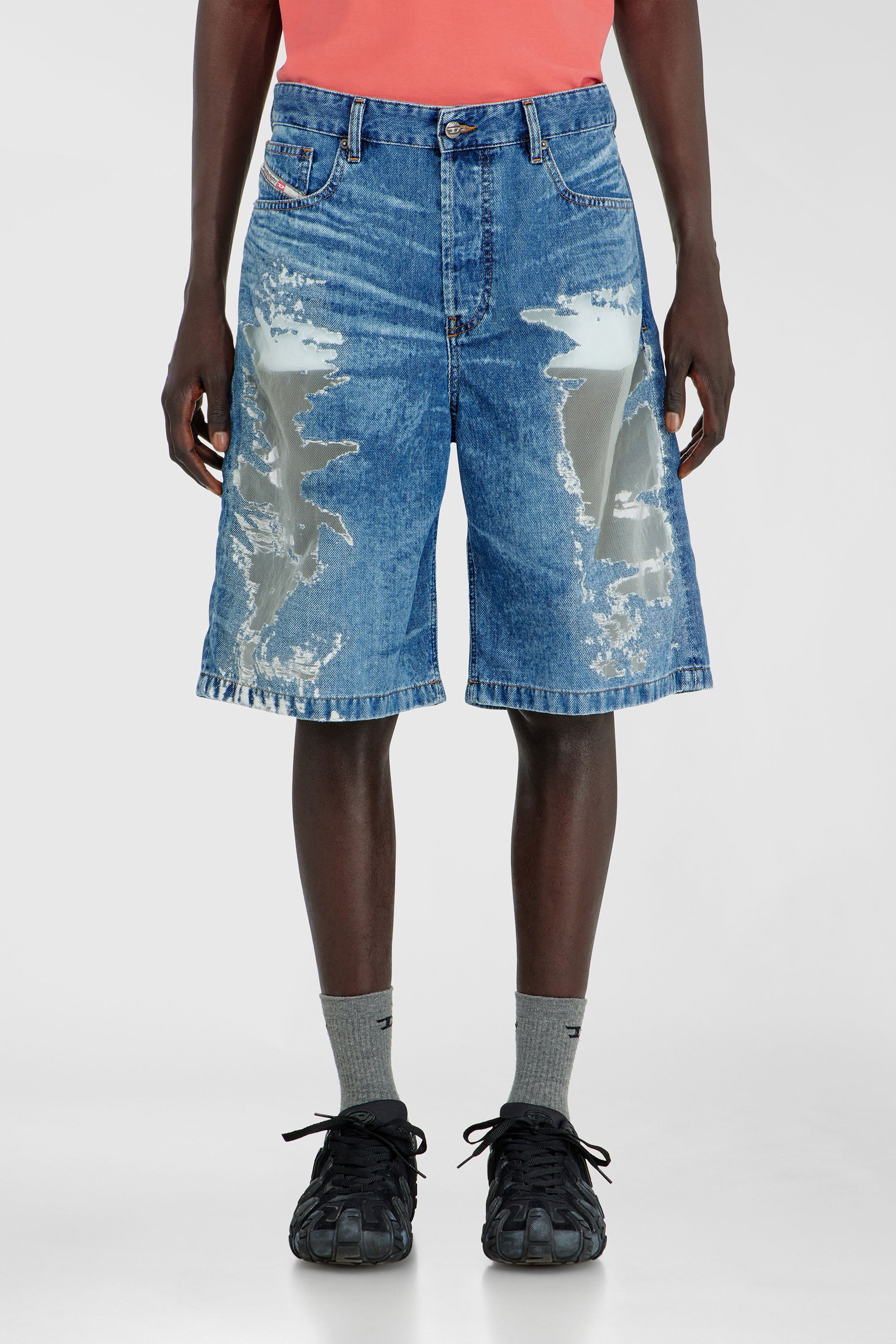 Diesel - PR-DE-SIRE-SHORT, Shorts de denim devor&eacute; Unisex in Azul marino - 1