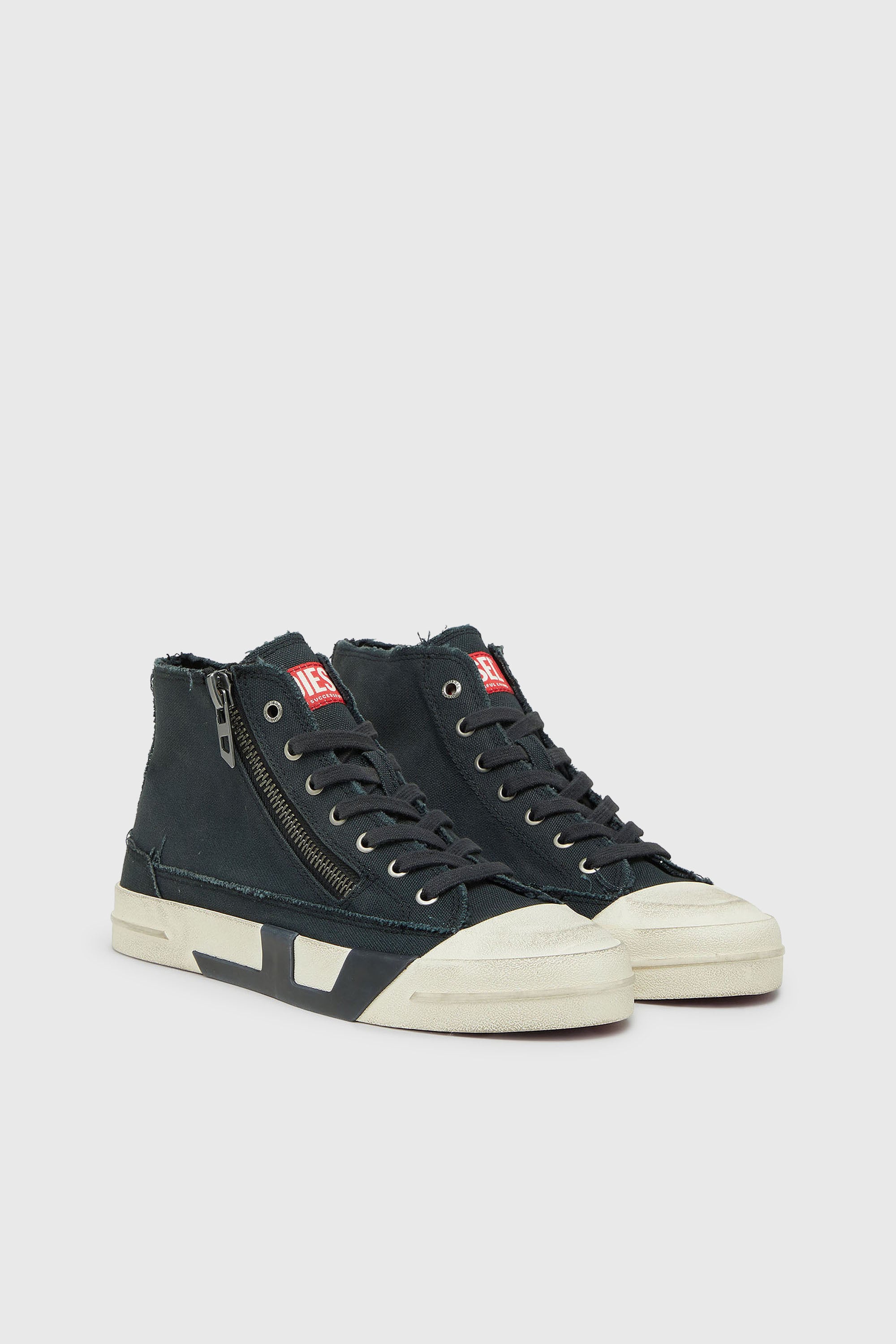 Diesel - S-D-VERSE ZIP MID II, S-D-Verse - Zapatillas de lona deshilachada con Logo D Hombre in Negro - 2