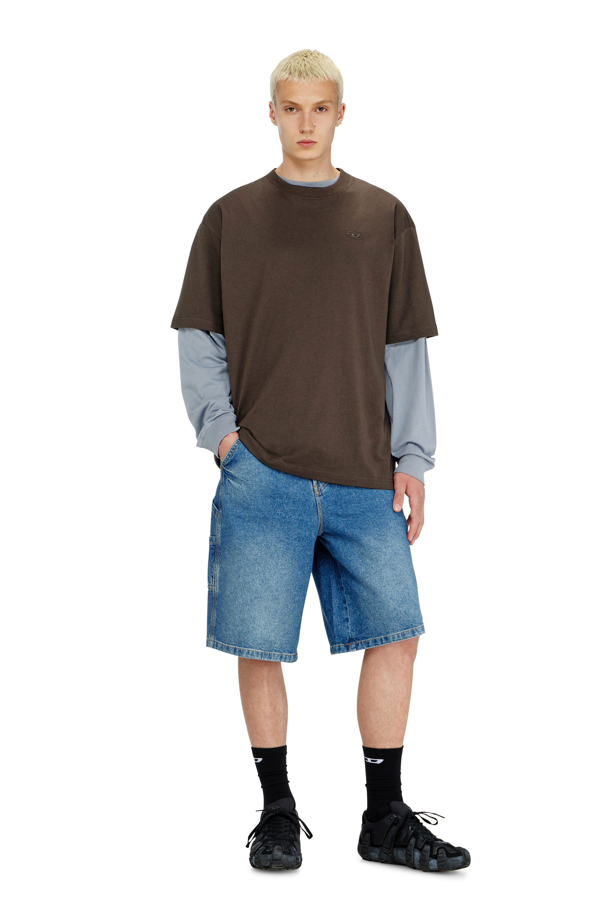 Diesel - T-BOGGY-MEGOVAL-D, Camiseta con bordado oval D grande Hombre in Marr&oacute;n - 2