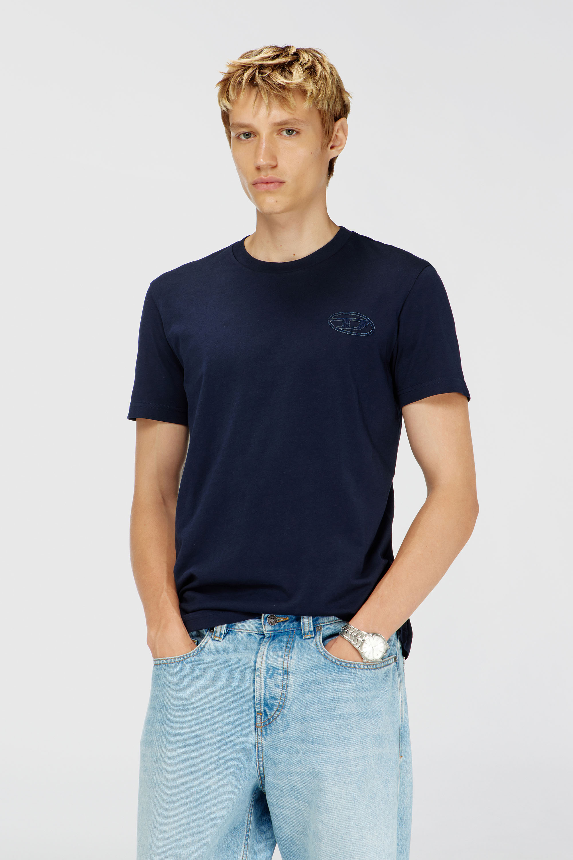 Diesel - T-DIEGO-T92, Camiseta de algod&oacute;n con logotipo Oval D Hombre in Azul marino - 3