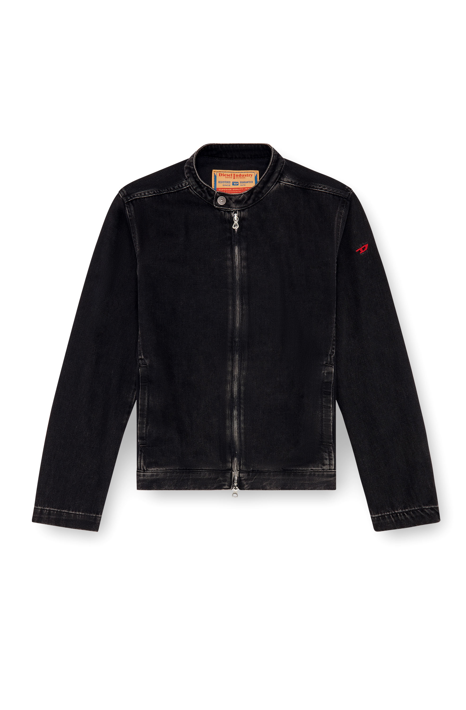 Diesel - D-GLORY, Chaqueta motera en denim de lavado impecable Hombre in Negro - 3