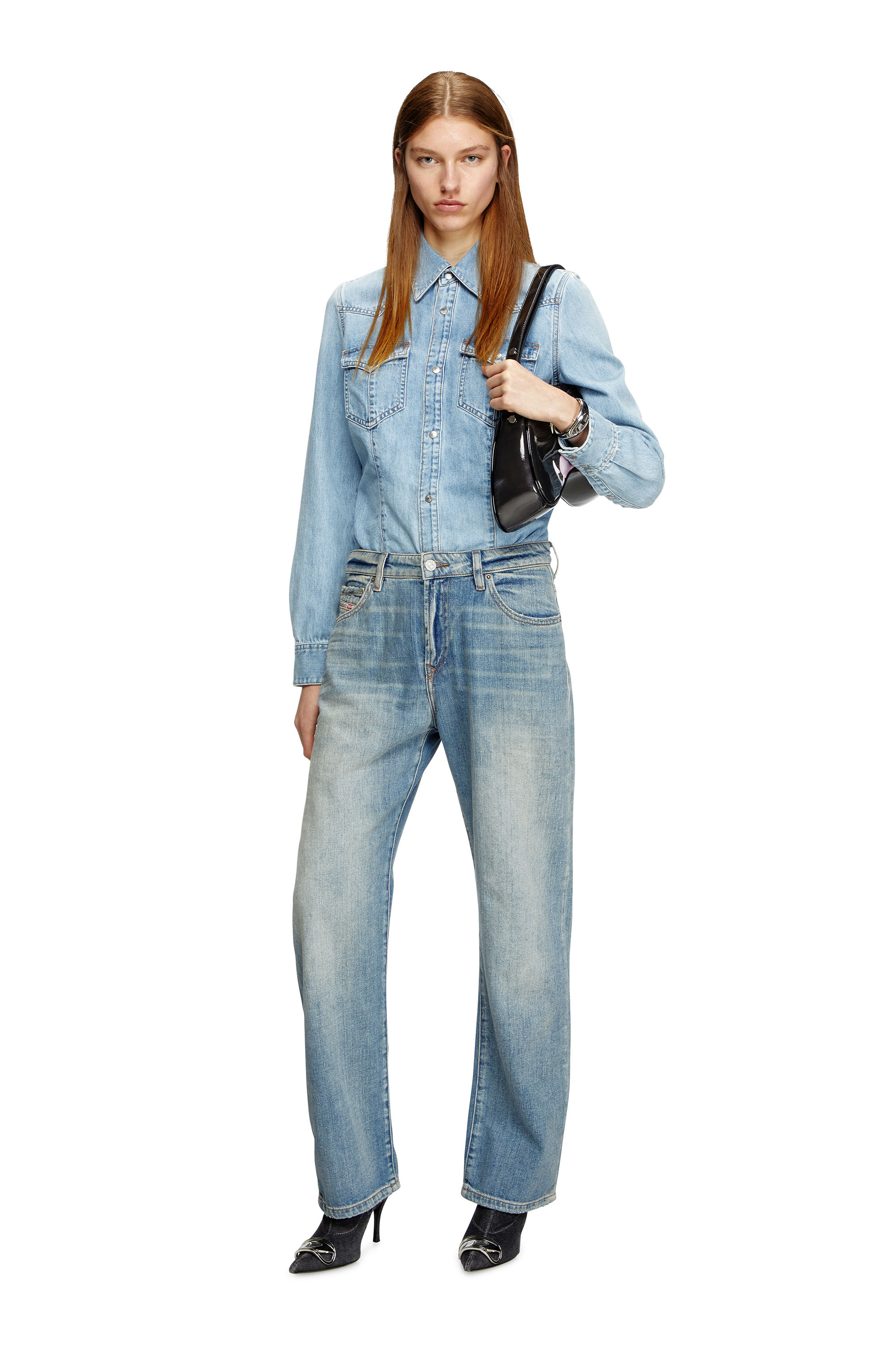 Diesel - DE-WAVES, Camisa western en denim Mujer in Azul marino - 3