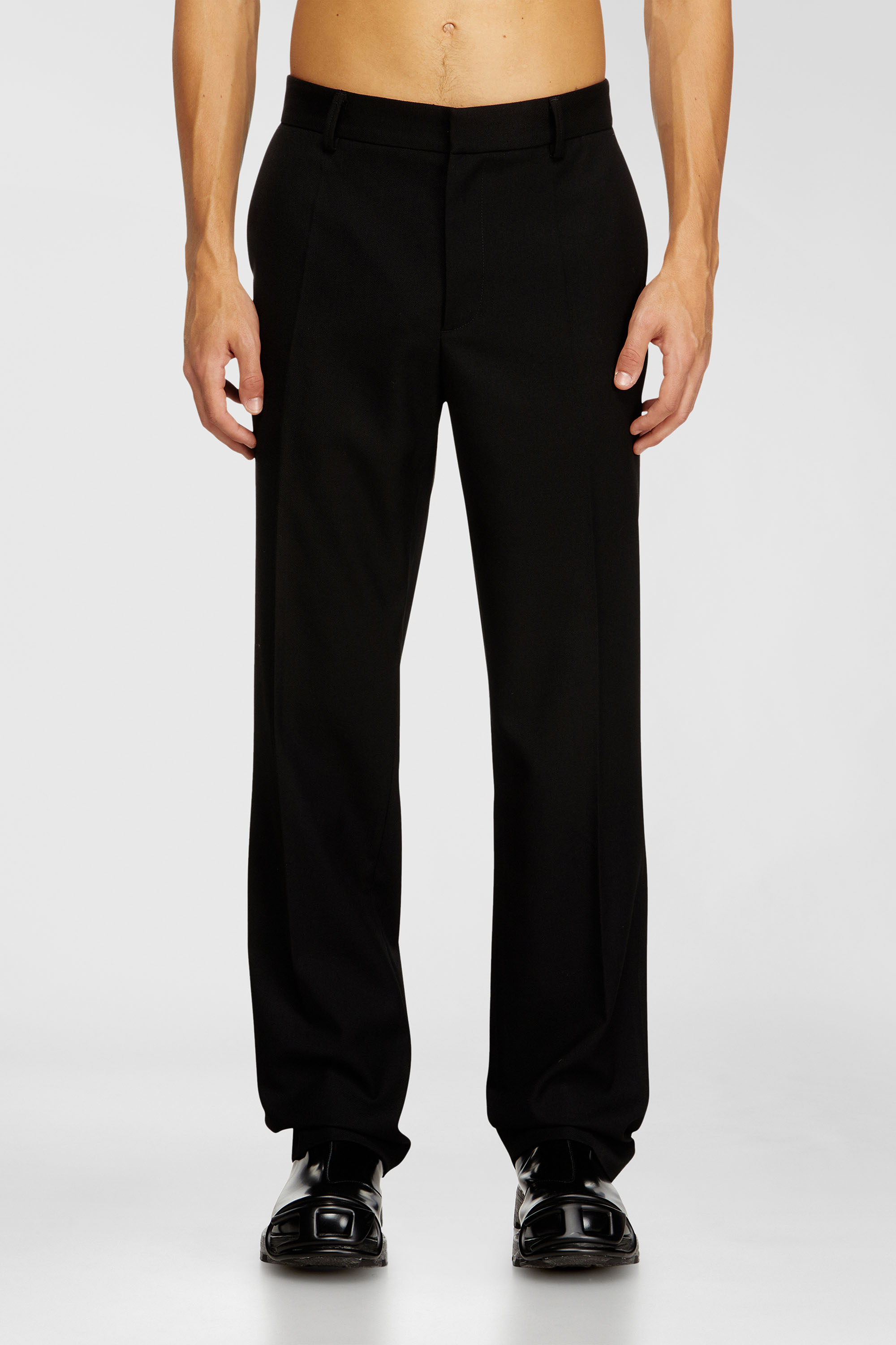 Diesel - P-AM-EPCI, Pantalones de mezcla de lana con etiqueta de metal Hombre in Negro - 1