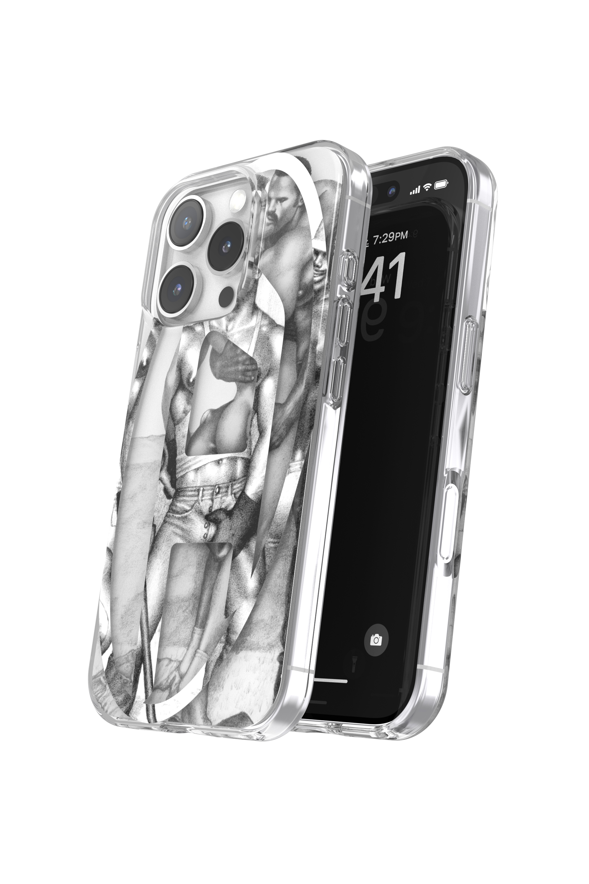 Diesel - 60388 DIESEL TOM OF FINLAND AOP CASE, Funda iPhone 16 Pro ToFF Unisex in Gris - 3