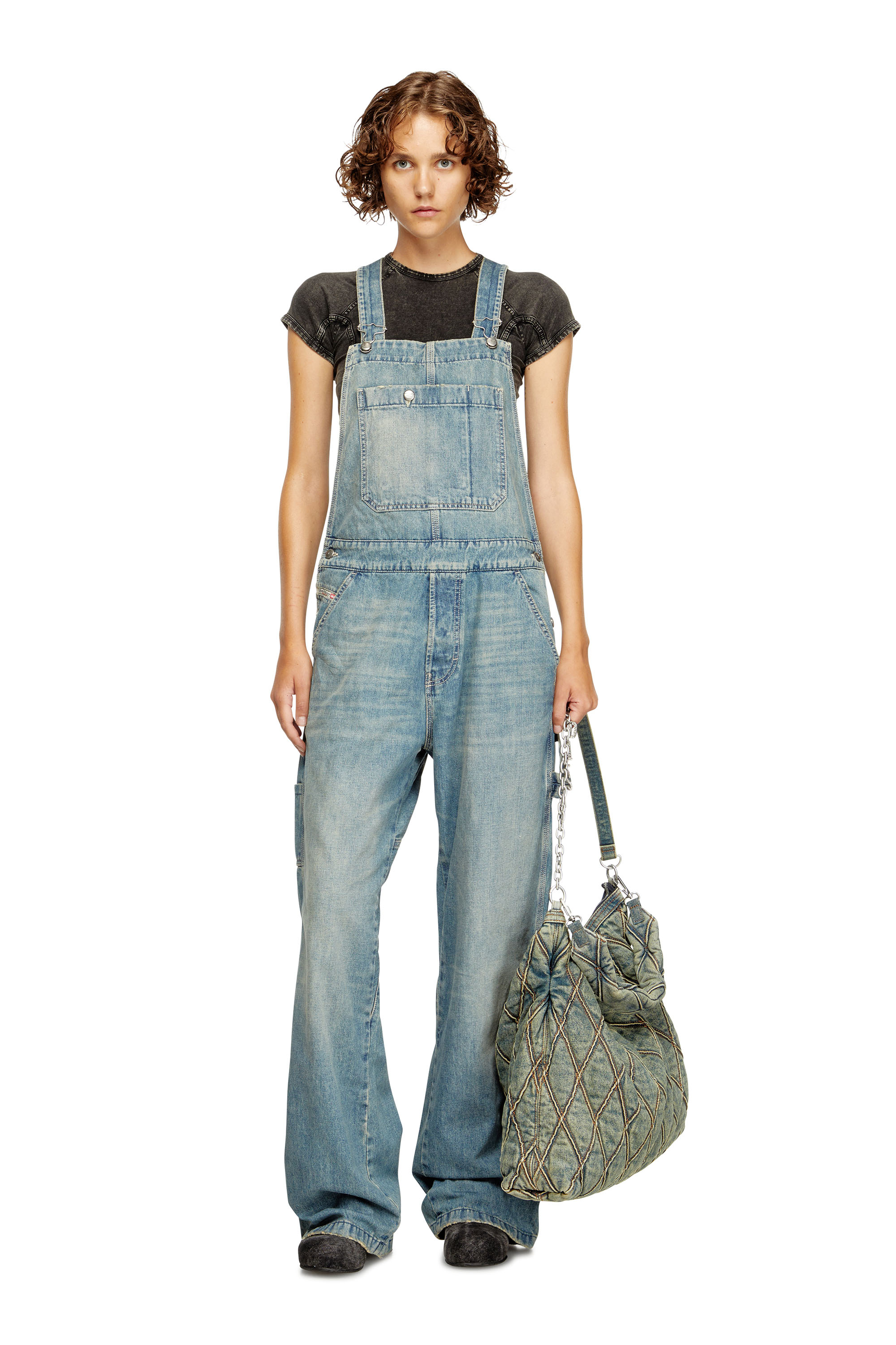 Diesel - D-FRAMU-U, Overol de denim de estilo utility Unisex in Azul marino - 1