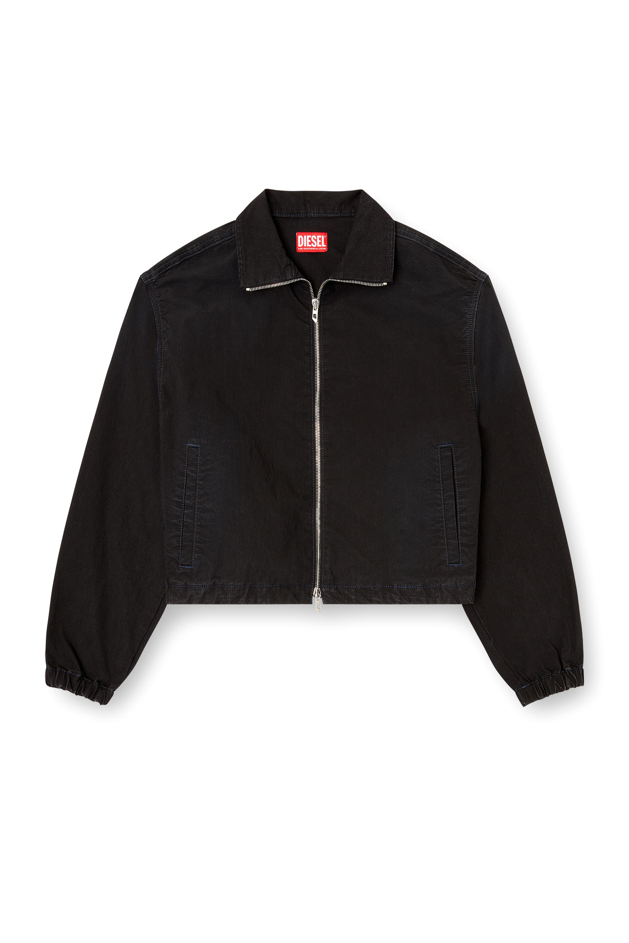 Diesel - DE-SANDERZ JOGG, Chaqueta de tejido técnico JoggJeans con cuello alto Mujer in Negro - 3